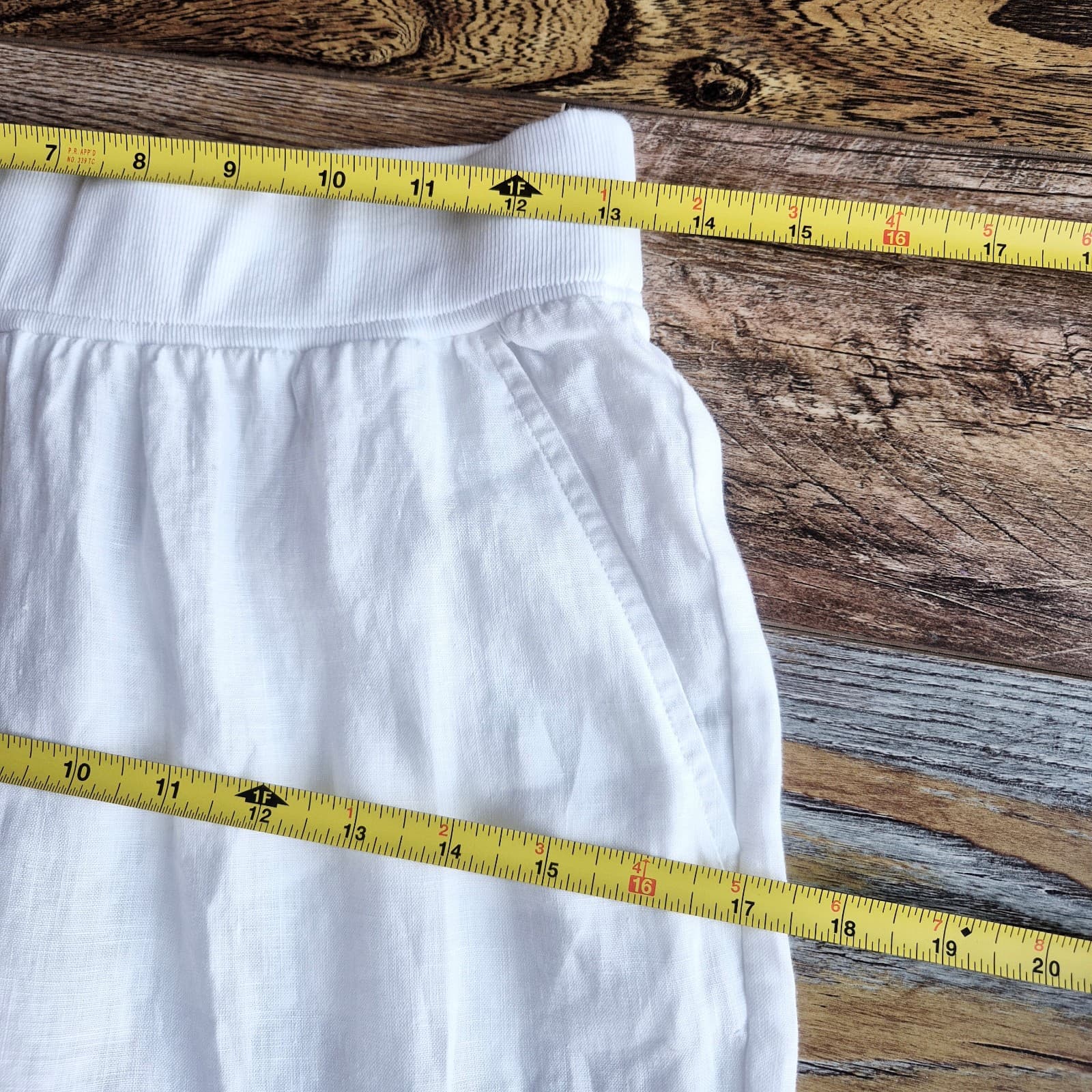 Rosso35 Genova Made in Italy Linen Pull-On Pants Cuffed Hem Pocket White Size 40 - Thumbnail 12