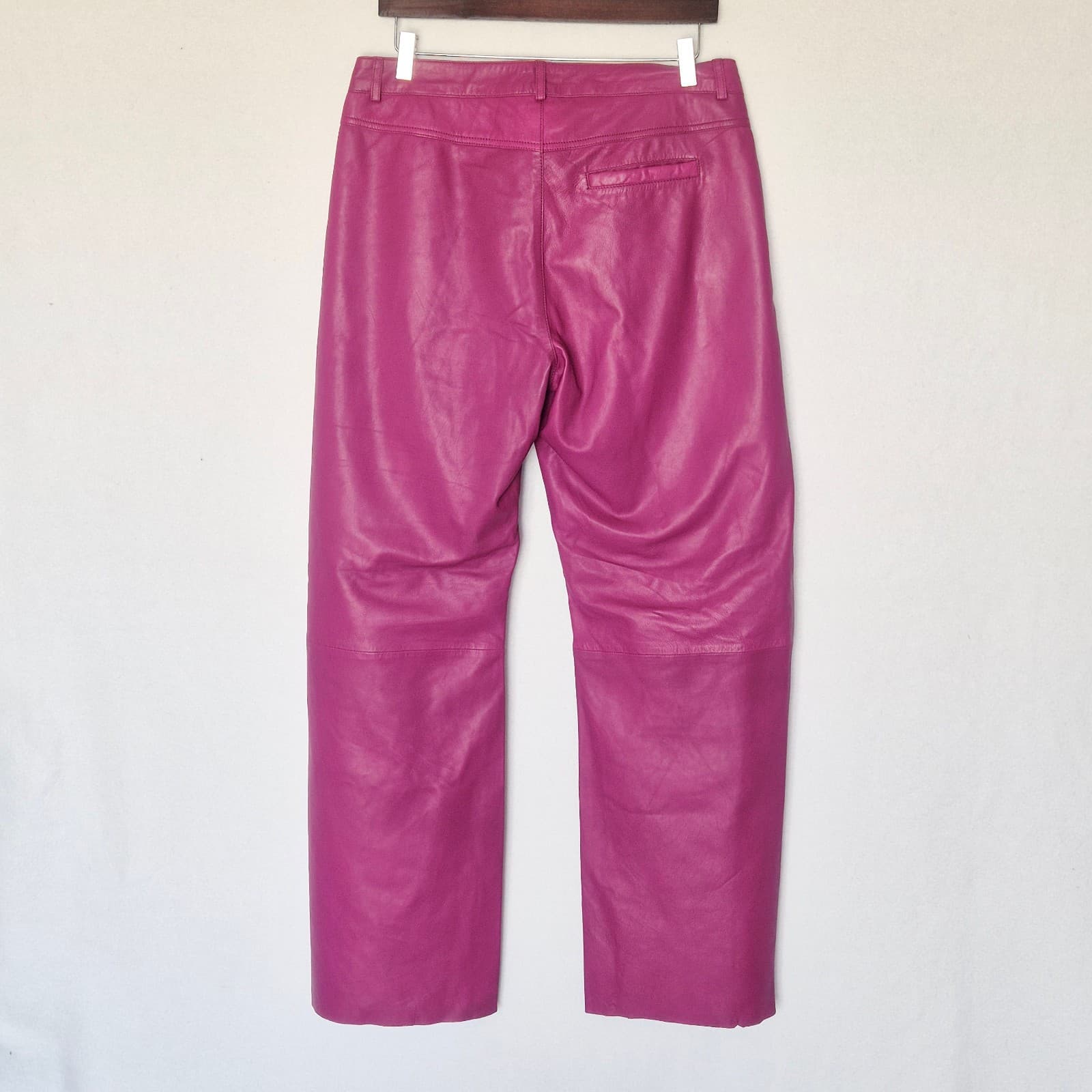 NEW Bod & Christensen Patricia Orchid Leather Wide-Leg Pants Lined Pocket Sz.10 - Thumbnail 5