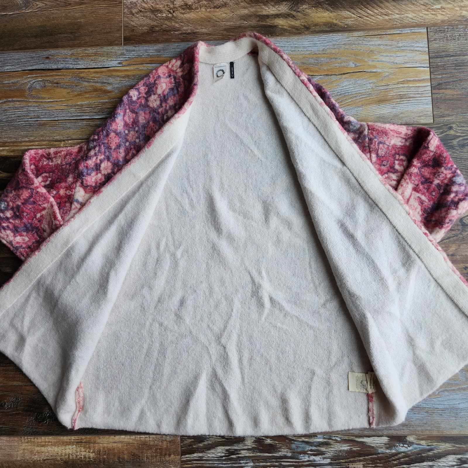 Anthropologie Akemi + Kin Laurel Canyon Open Cardigan Wool Alpaca Pink Sz.S - Thumbnail 7