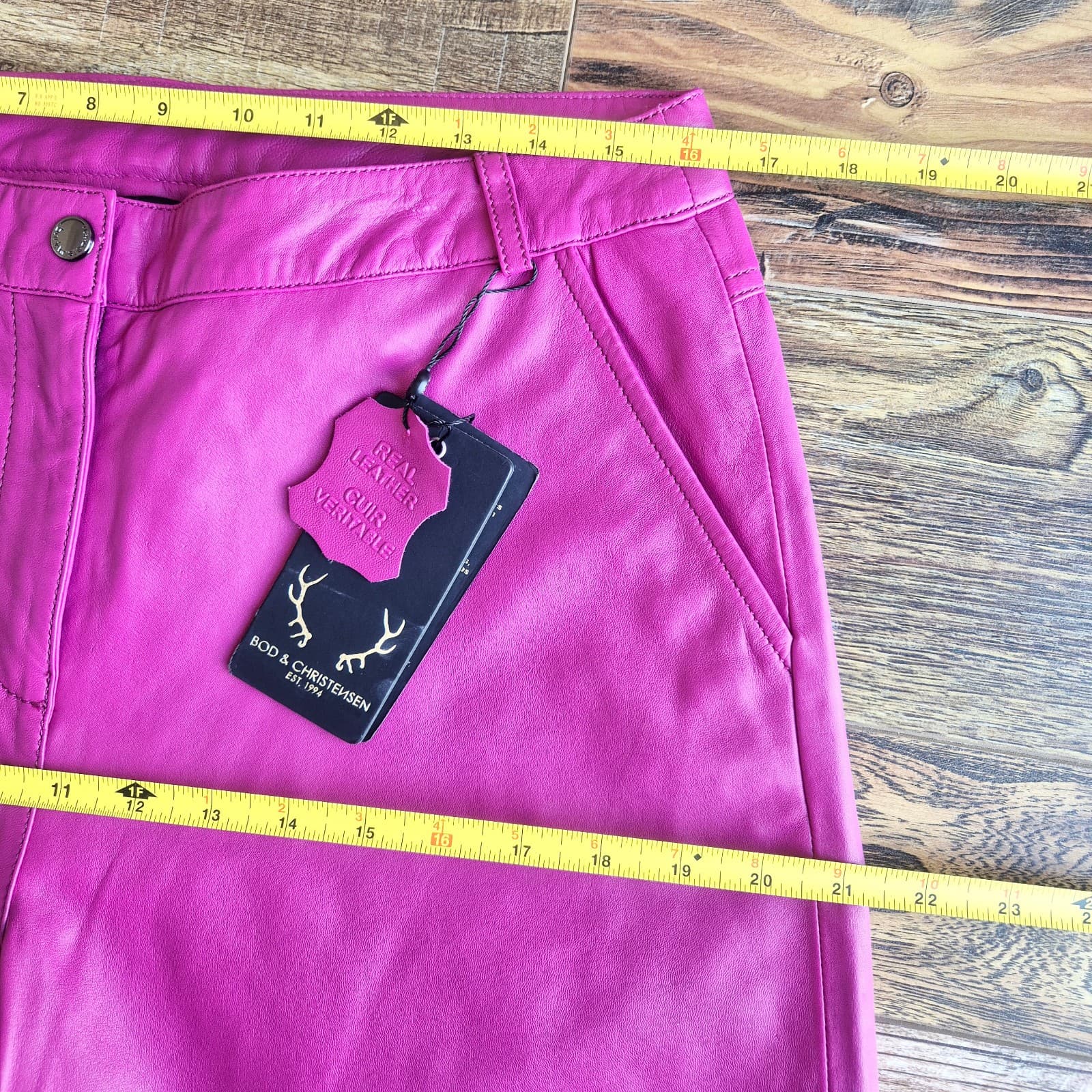 NEW Bod & Christensen Patricia Orchid Leather Wide-Leg Pants Lined Pocket Sz.10 - Thumbnail 13