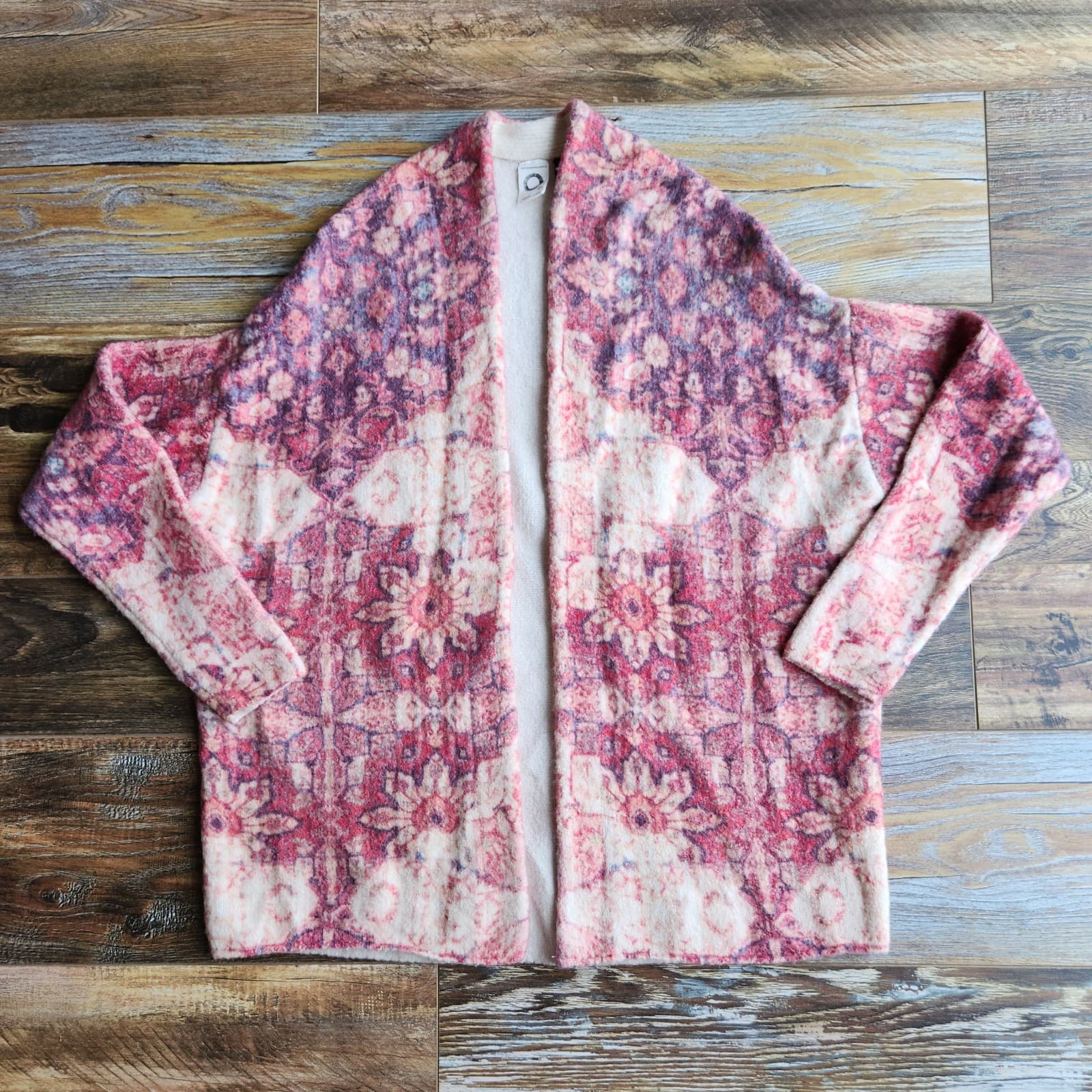 Anthropologie Akemi + Kin Laurel Canyon Open Cardigan Wool Alpaca Pink Sz.S - Thumbnail 4