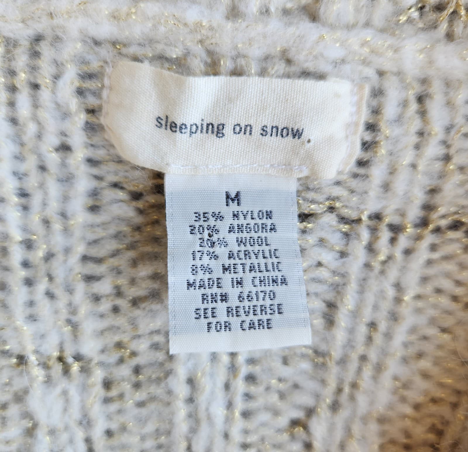 Sleeping On Snow Wool Blend Metallic Cropped Open Cardigan Short Sleeve Beige M - Thumbnail 8