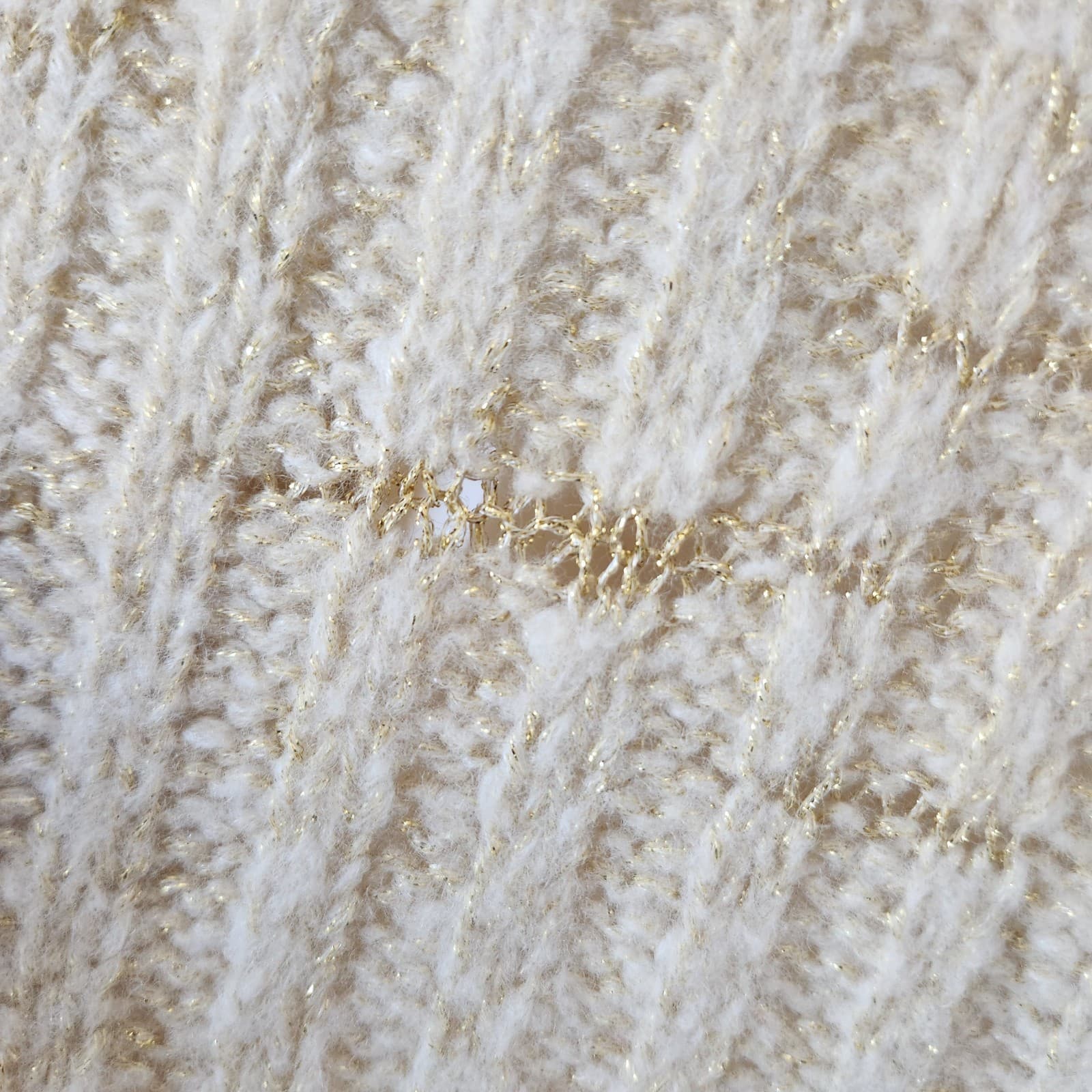 Sleeping On Snow Wool Blend Metallic Cropped Open Cardigan Short Sleeve Beige M - Thumbnail 6