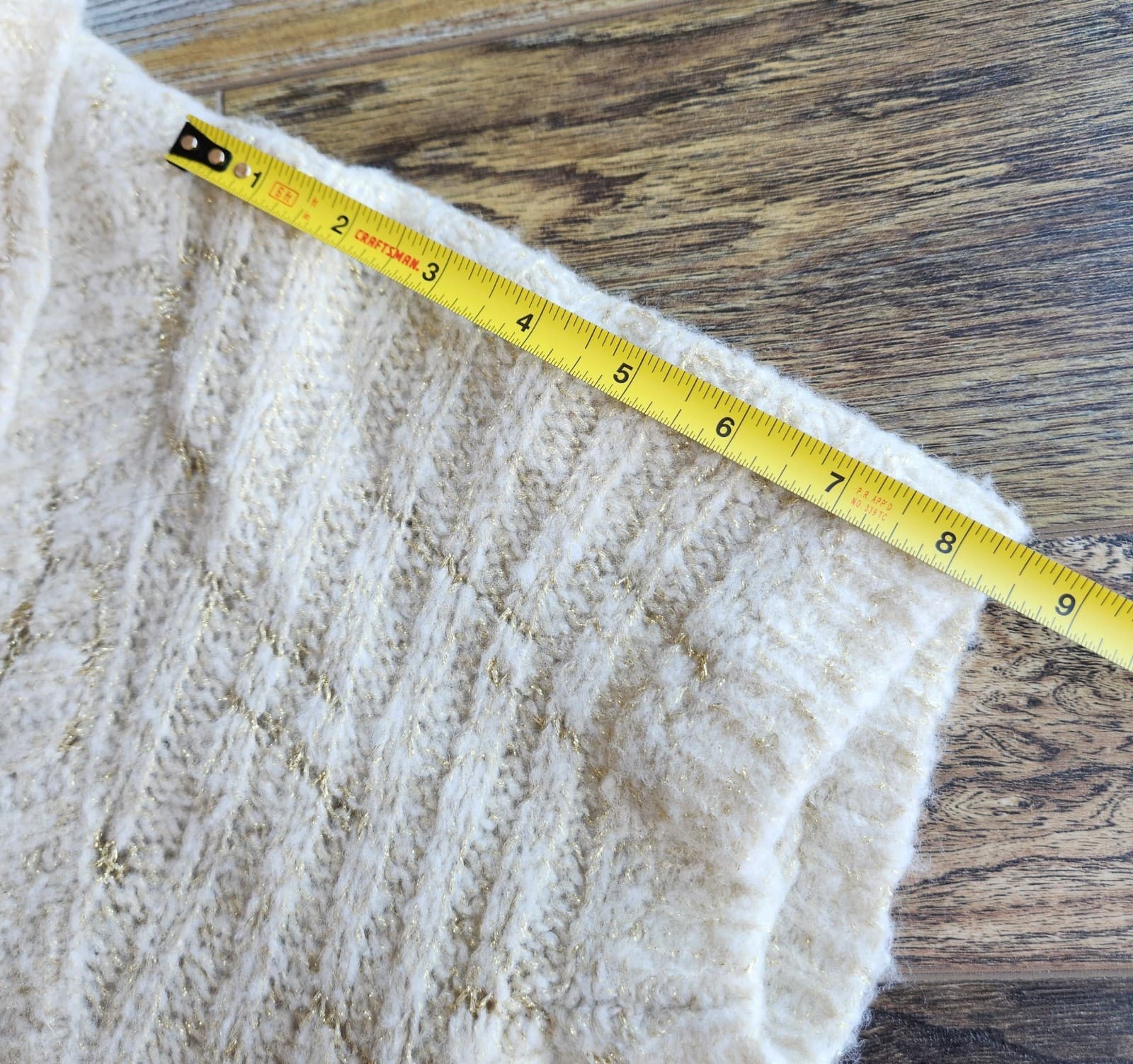 Sleeping On Snow Wool Blend Metallic Cropped Open Cardigan Short Sleeve Beige M - Thumbnail 12