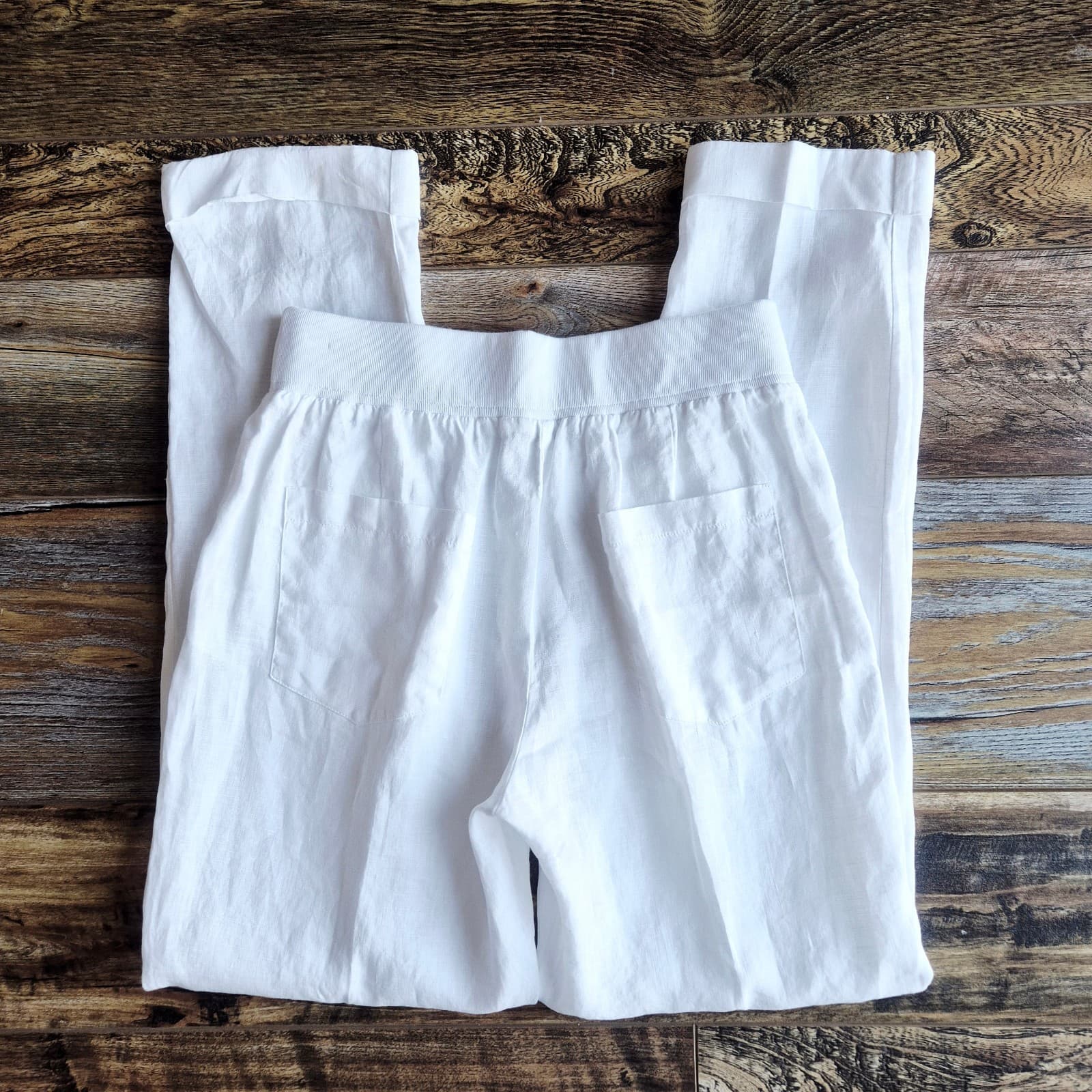 Rosso35 Genova Made in Italy Linen Pull-On Pants Cuffed Hem Pocket White Size 40 - Thumbnail 10
