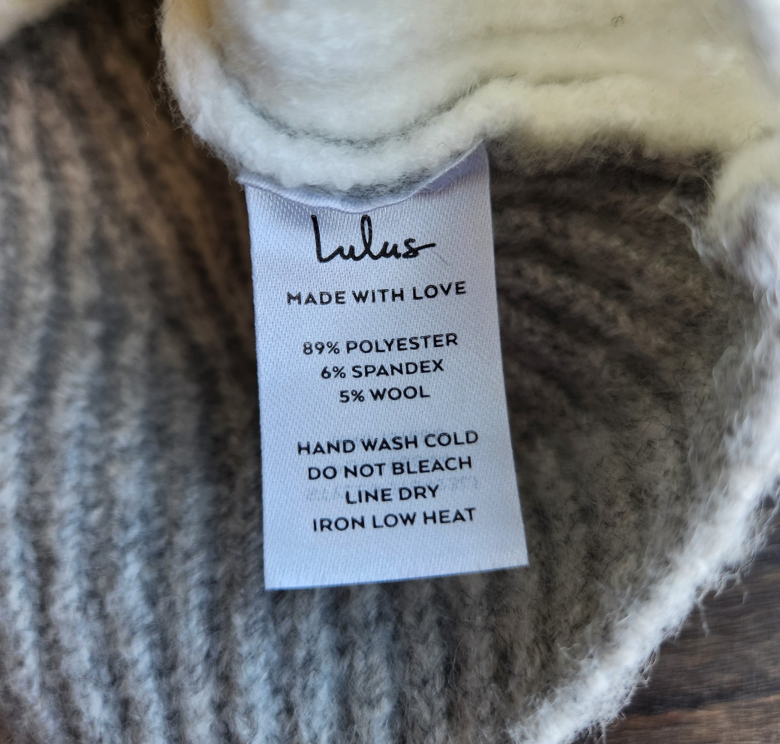 NWT Lulus Two-Tone Ribbed Knit Wool Blend Half-Zip Mock Sweater Grey Ivory Sz.M - Thumbnail 9