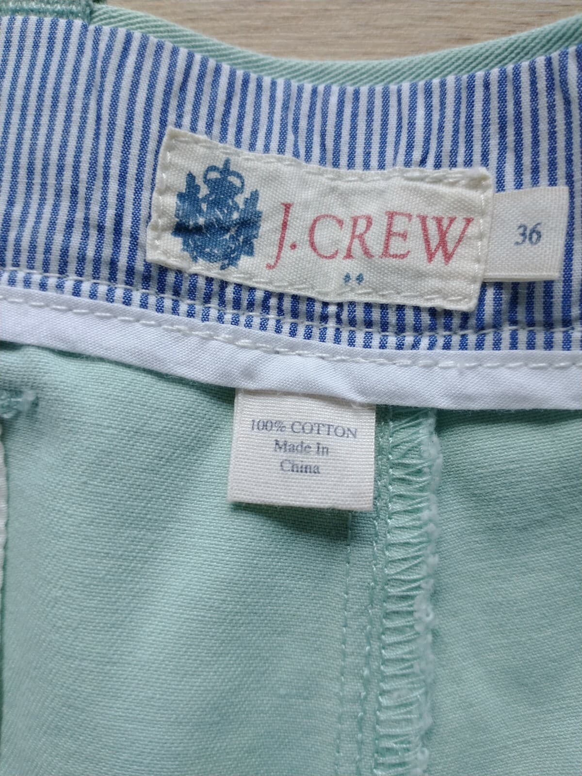 J.CREW 9" Gramercy Flex Shorts Zip Pocket Mint Green 100% Cotton Men Sz.36 - Thumbnail 8