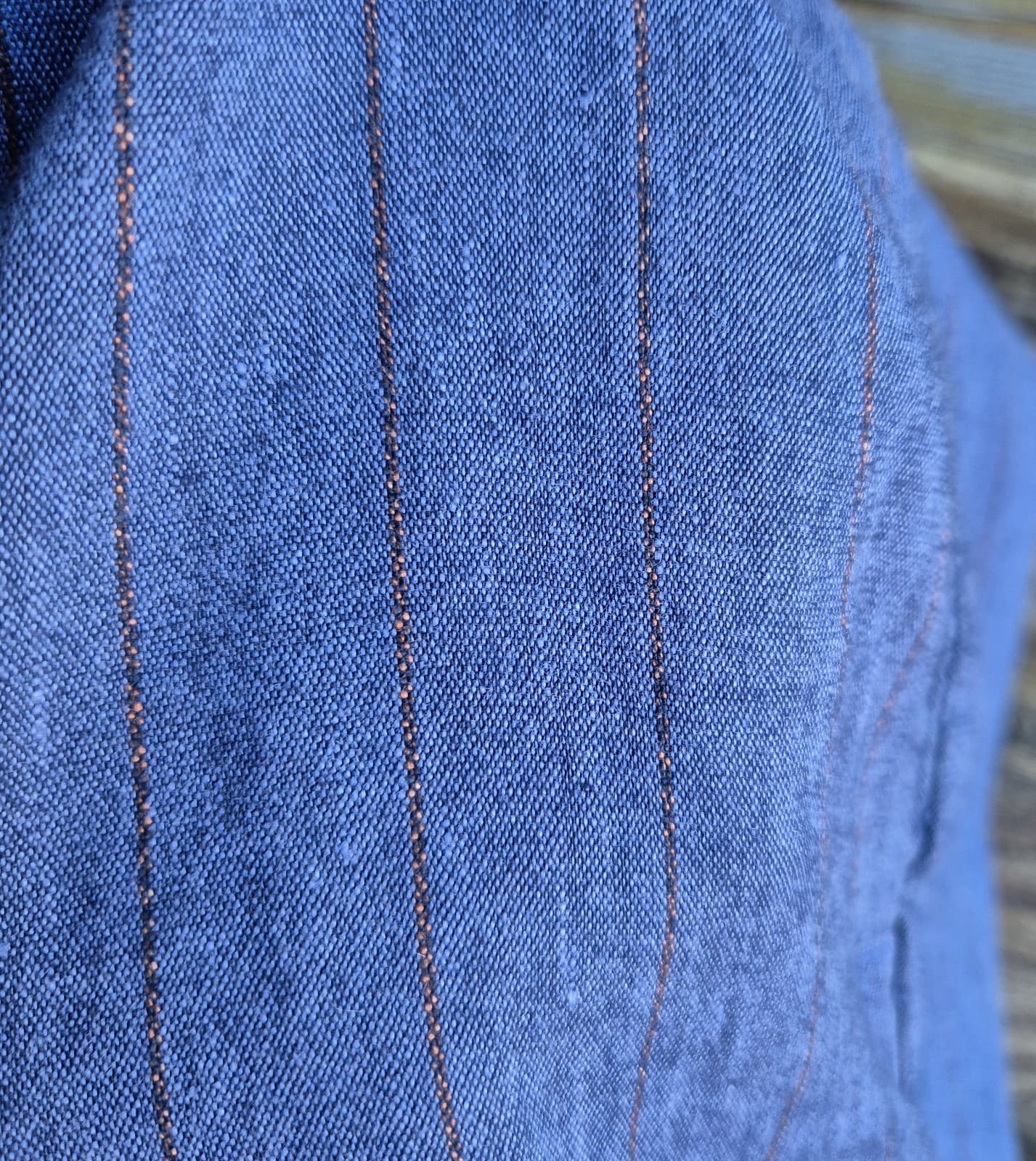 J.Jill Stretch Linen Chambray Pin-Striped Capri Pants Elastic Waist Pocket Sz.L - Thumbnail 6