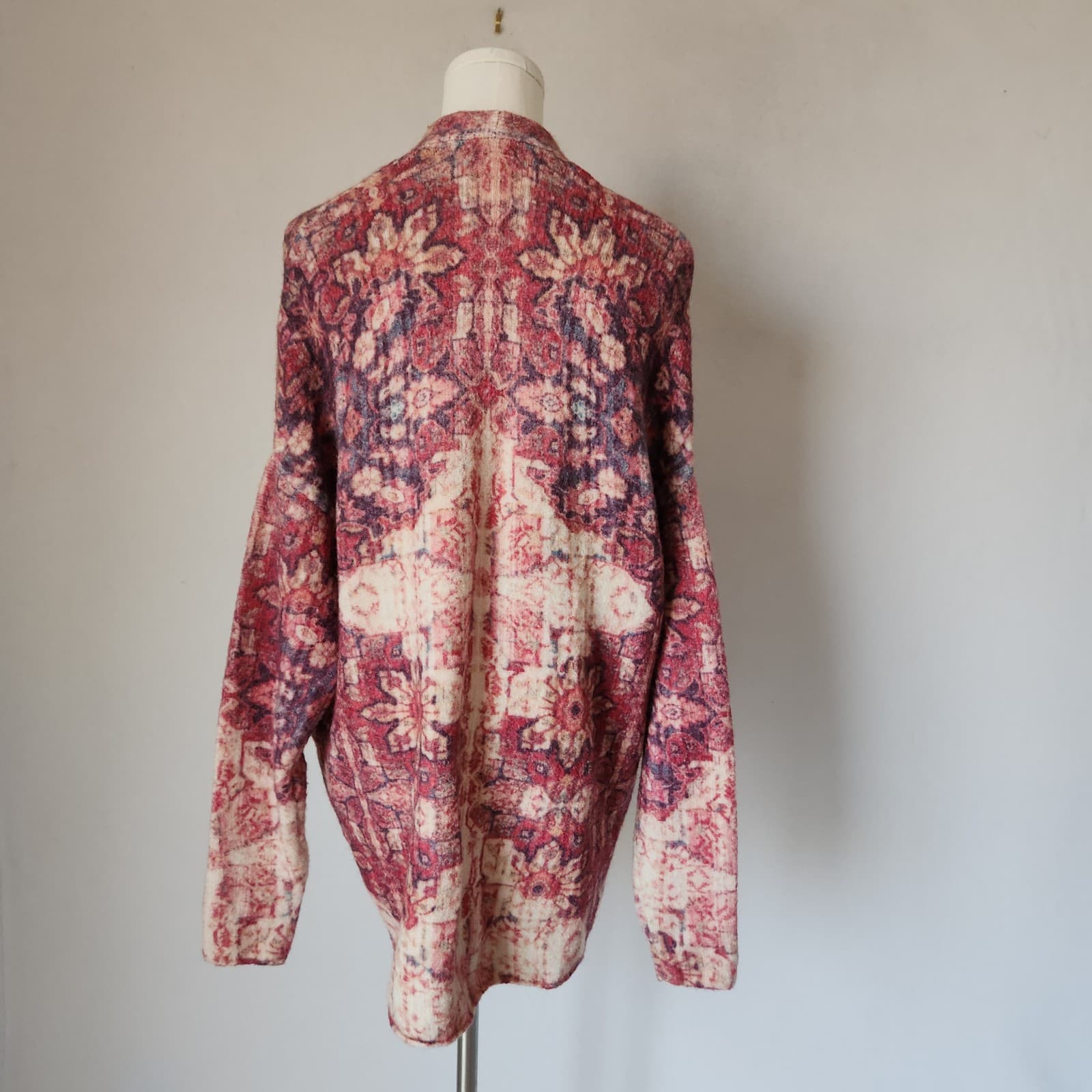 Anthropologie Akemi + Kin Laurel Canyon Open Cardigan Wool Alpaca Pink Sz.S - Thumbnail 6
