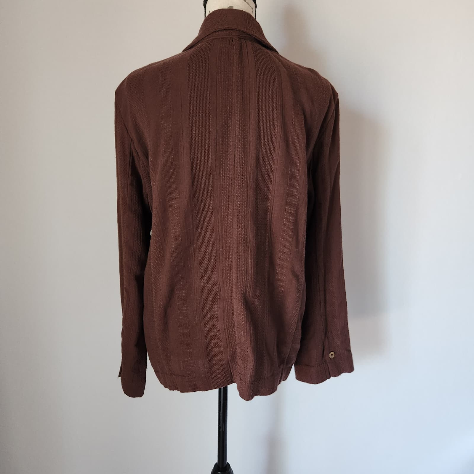Free People Modern Summer Blazer Jacket Button Pocket Cotton Linen Brown Sz.XS - Thumbnail 8