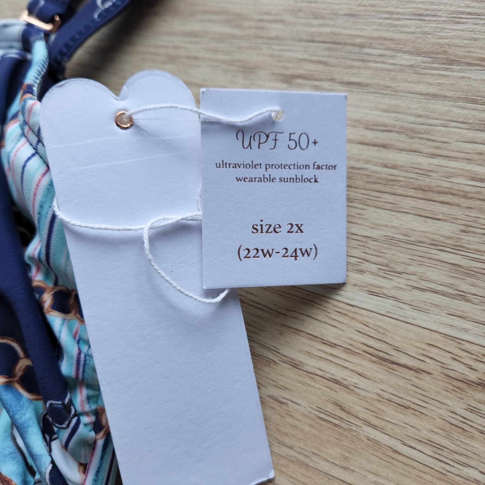 NWT LYSA Chain Printed UPF50+ One Piece Swimsuit Bra-Padded Blue Sz.2X - Thumbnail 4