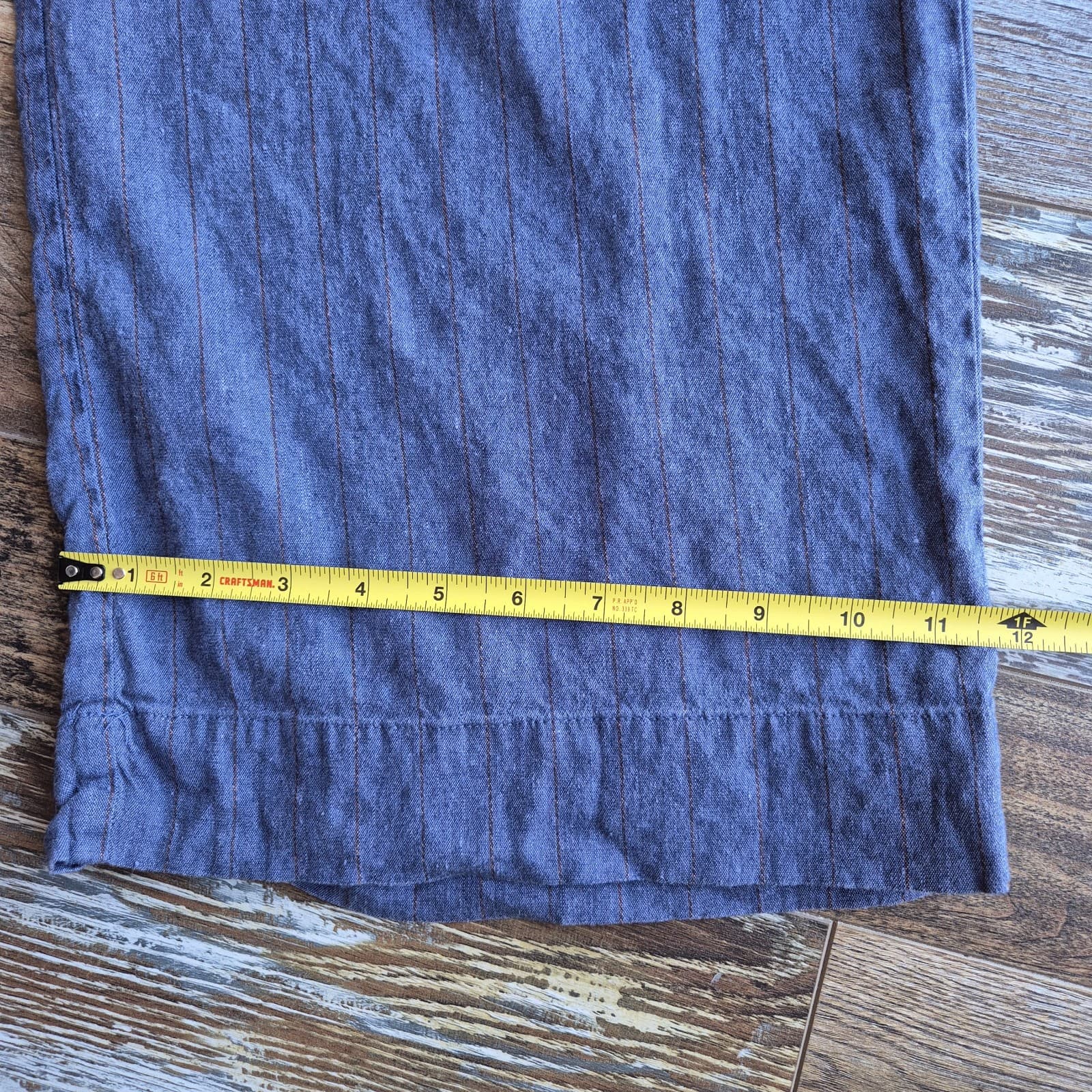 J.Jill Stretch Linen Chambray Pin-Striped Capri Pants Elastic Waist Pocket Sz.L - Thumbnail 13