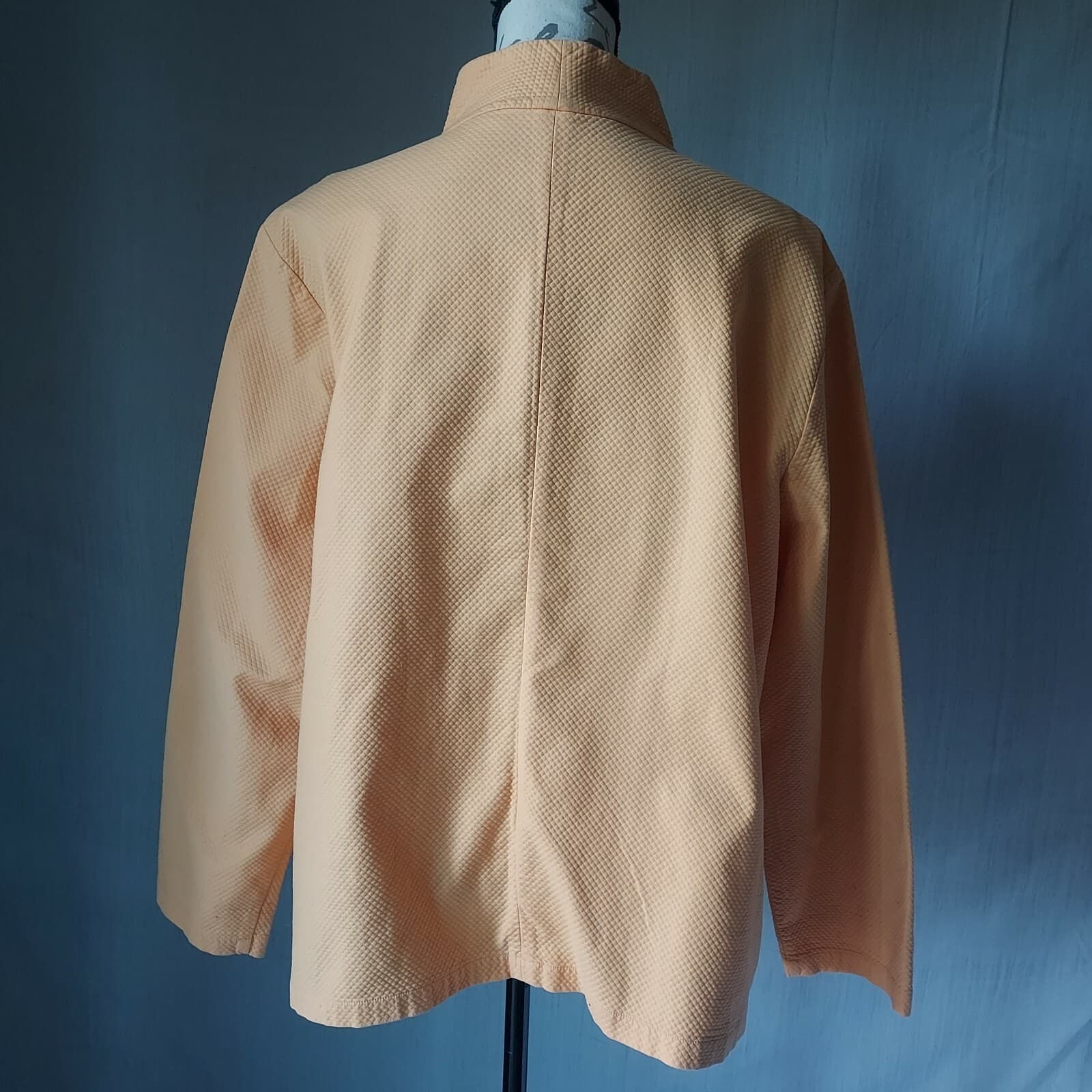 EILEEN FISHER Waffle Stretch Jacket Zip-up Pocket Mock Neck Orange Plus-Size 1X - Thumbnail 6