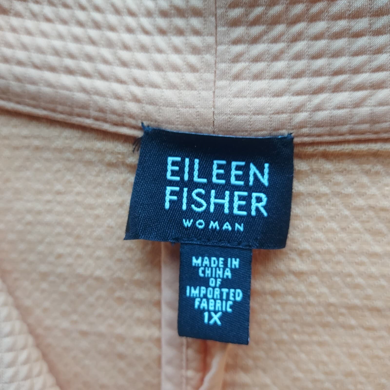 EILEEN FISHER Waffle Stretch Jacket Zip-up Pocket Mock Neck Orange Plus-Size 1X - Thumbnail 8