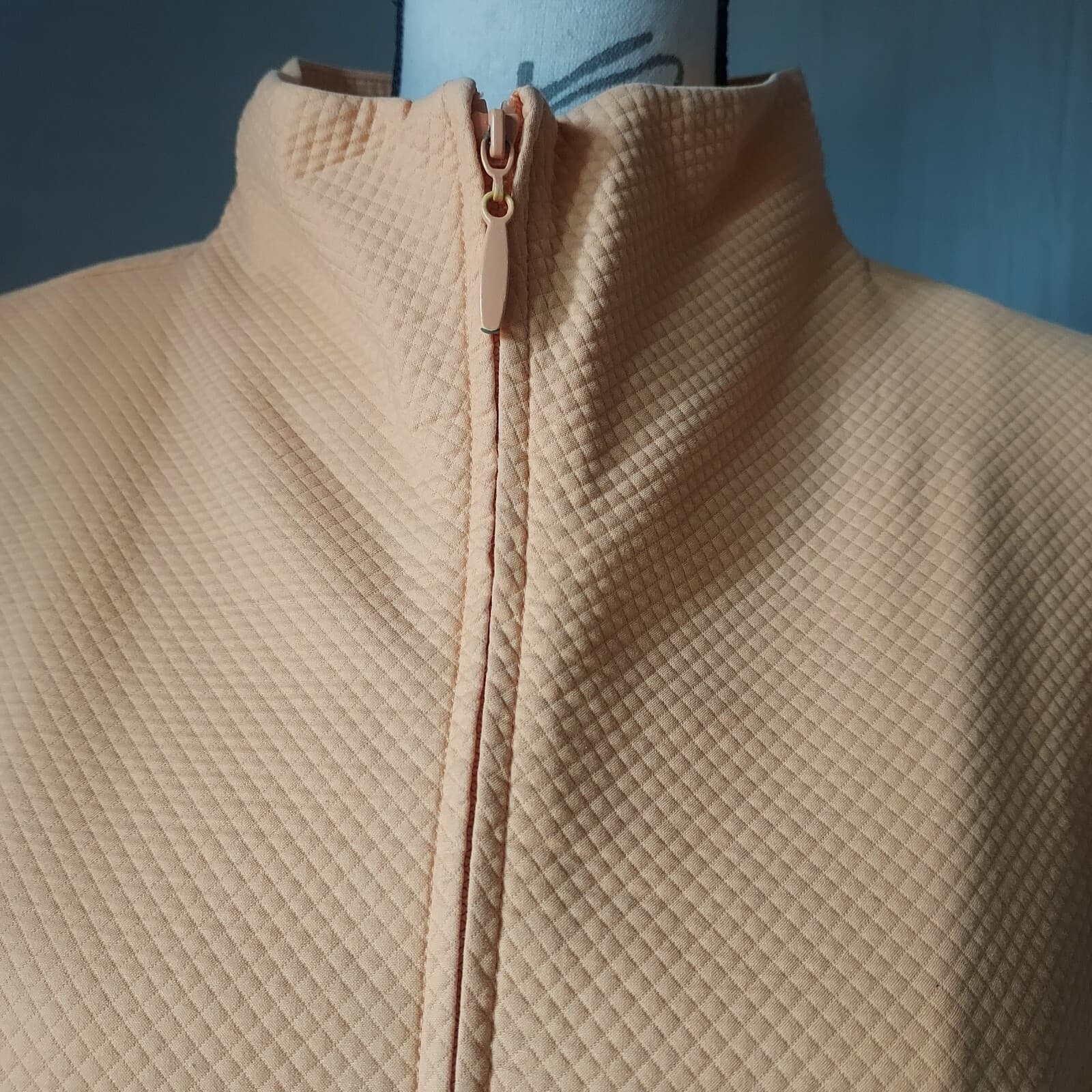 EILEEN FISHER Waffle Stretch Jacket Zip-up Pocket Mock Neck Orange Plus-Size 1X - Thumbnail 3