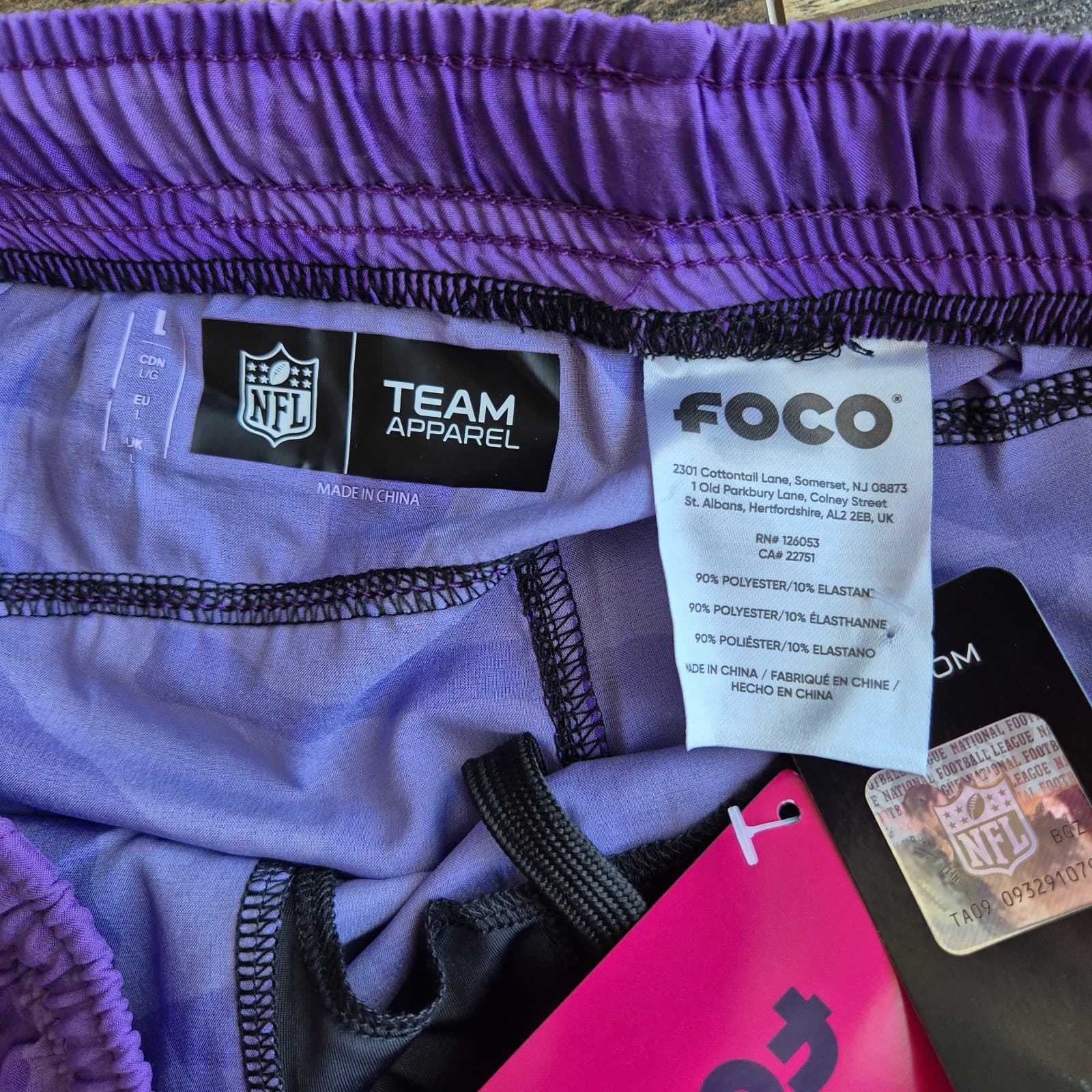 NWT FOCO NFL Minnesota Vikings Tonal Camo Shorts Pocket Drawstring Purple Mens L - Thumbnail 9