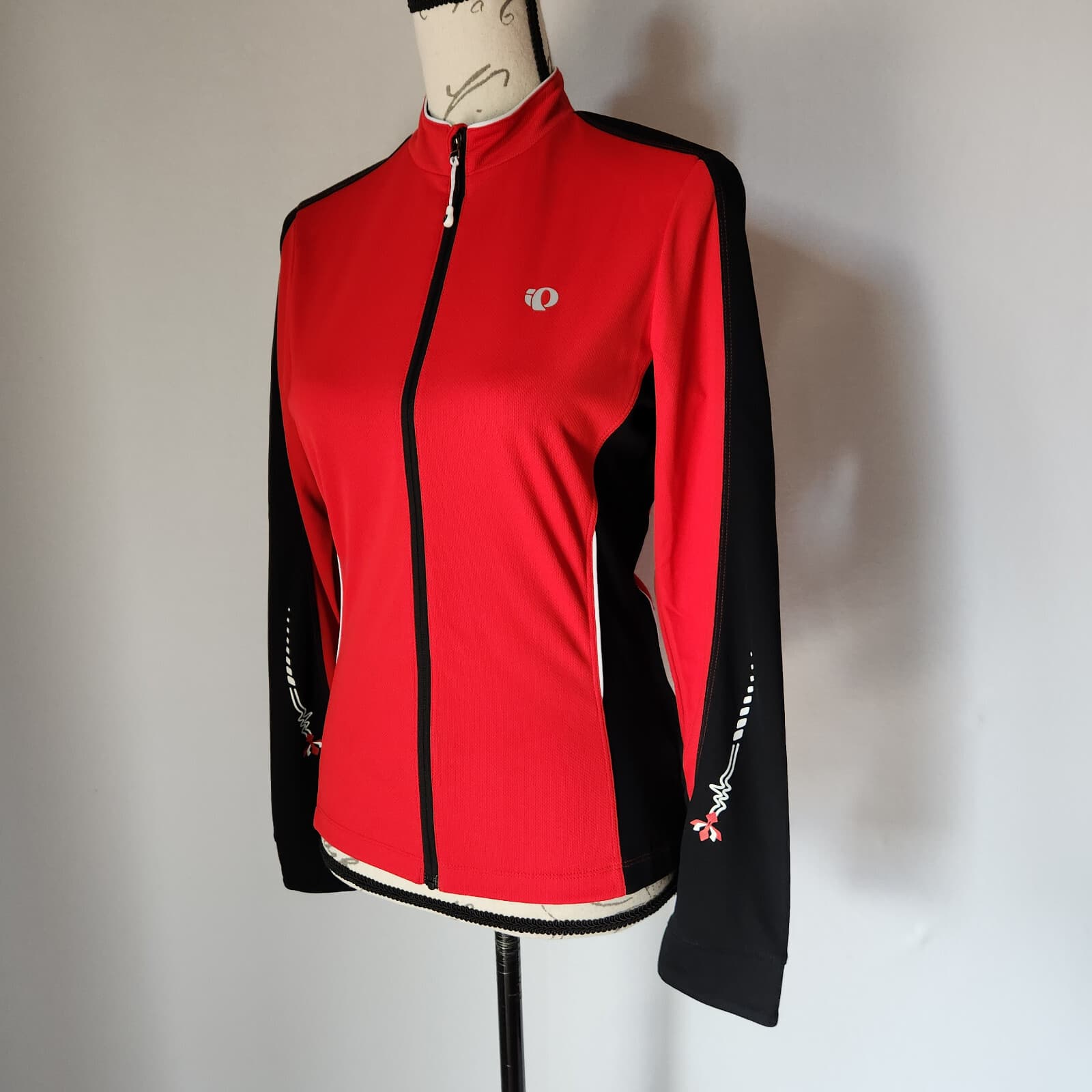 Pearl Izumi Cycling Full-Zip Jacket Long Sleeve Back Pocket Red Black Women Sz.M - Thumbnail 2
