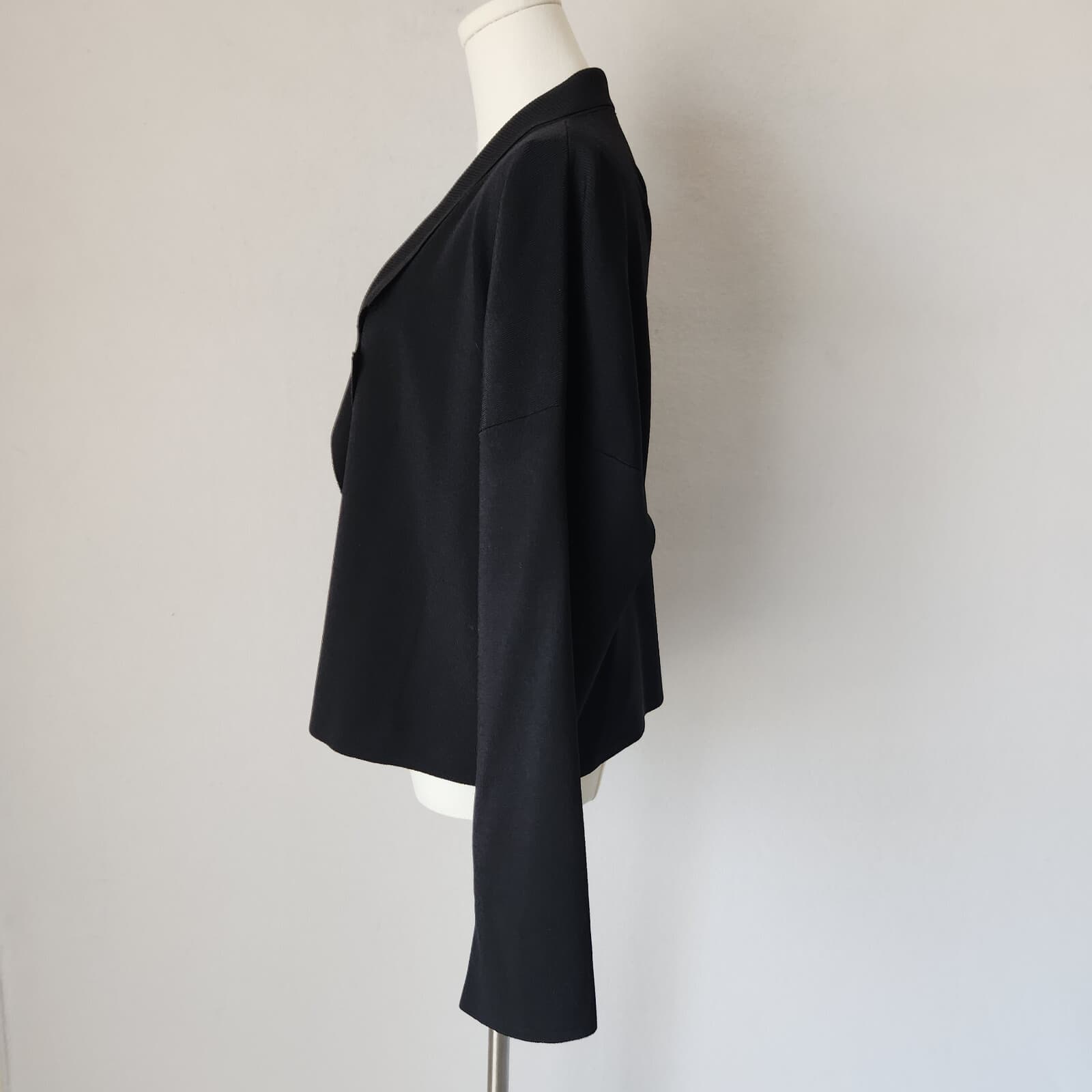 MM.LAFLEUR Collar Open Front Cardigan Pocket Long Sleeve Viscose Blend Black XL - Thumbnail 5