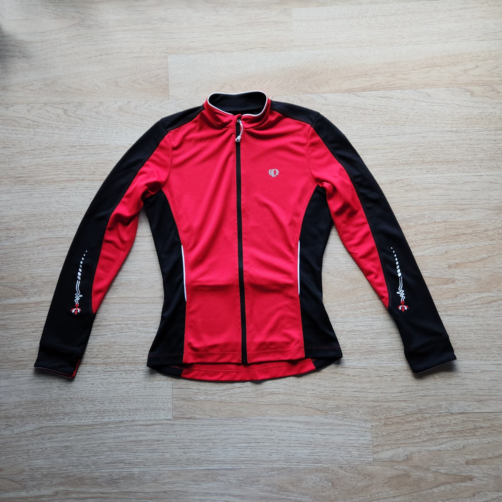 Pearl Izumi Cycling Full-Zip Jacket Long Sleeve Back Pocket Red Black Women Sz.M - Thumbnail 3