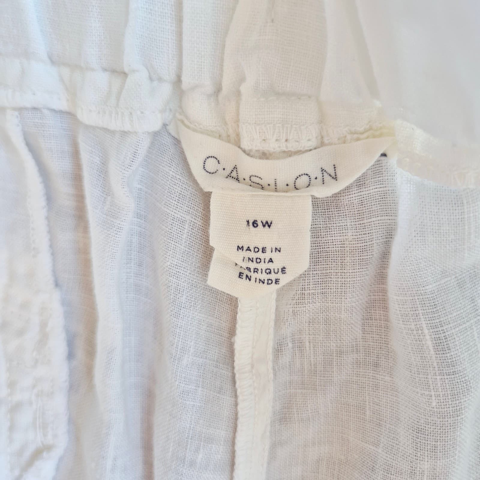 Caslon 100% Linen Jogger Pants High Rise Elastice Waist Pocket White Women's 16W - Thumbnail 5