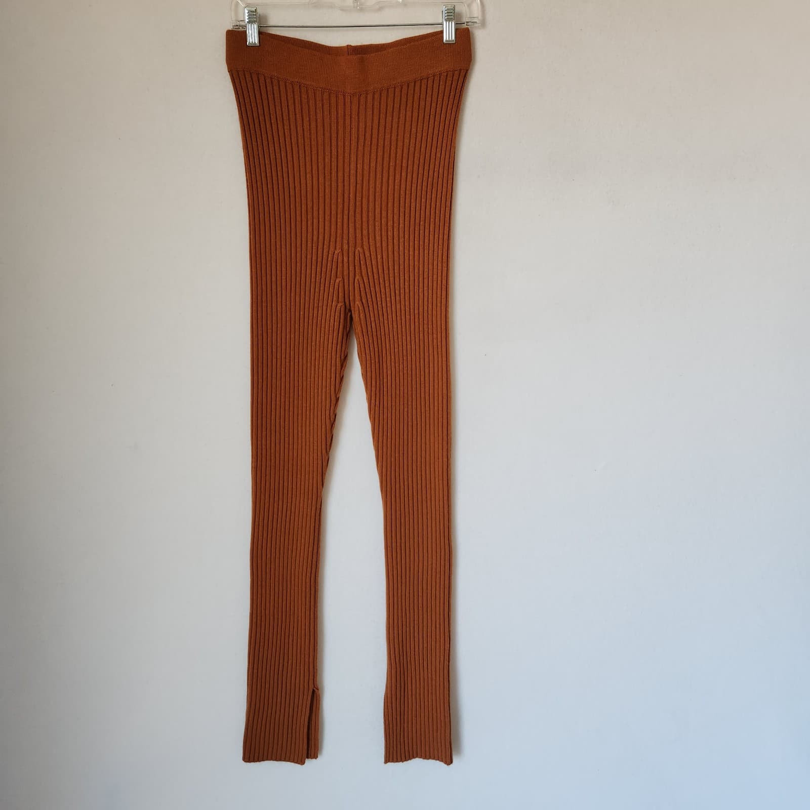 NEW Levi's Not For Resale Wool Blend Ribbed Knit High Waist Legging Slit Brown S - Thumbnail 2