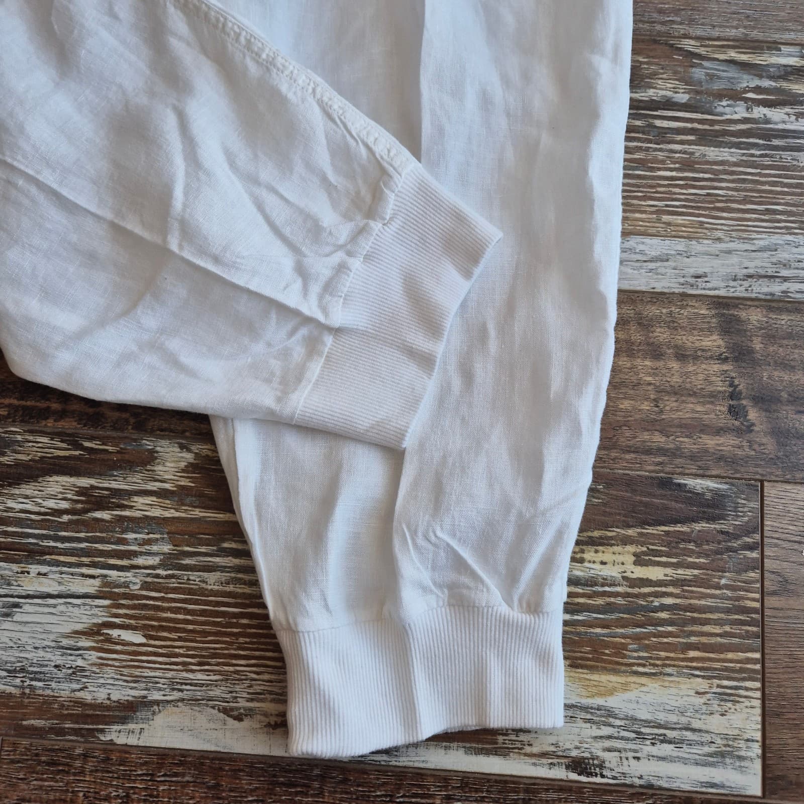 Caslon 100% Linen Jogger Pants High Rise Elastice Waist Pocket White Women's 16W - Thumbnail 3