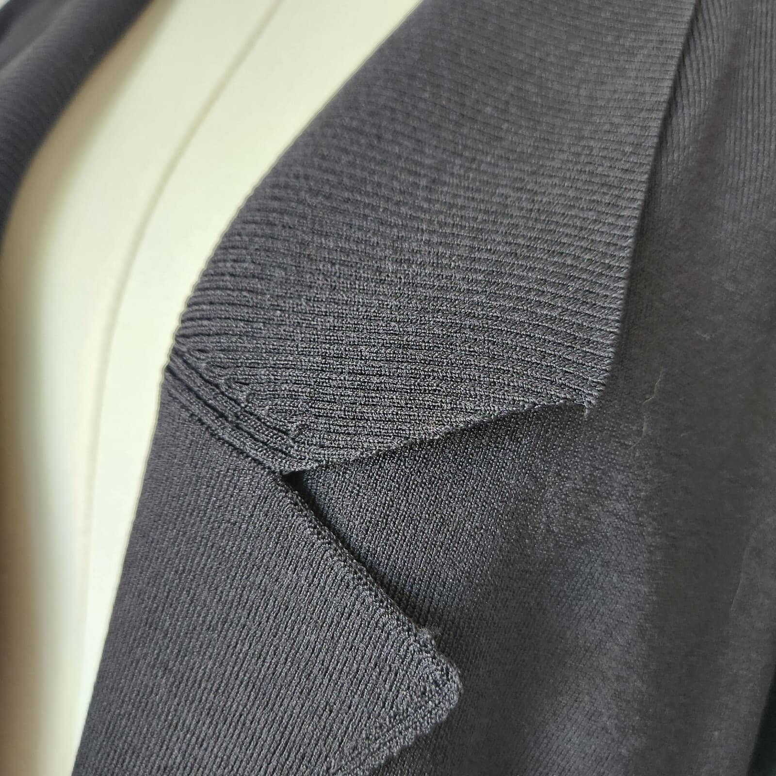 MM.LAFLEUR Collar Open Front Cardigan Pocket Long Sleeve Viscose Blend Black XL - Thumbnail 4