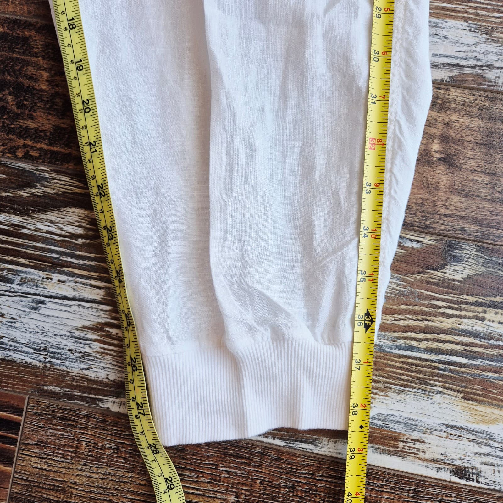 Caslon 100% Linen Jogger Pants High Rise Elastice Waist Pocket White Women's 16W - Thumbnail 9