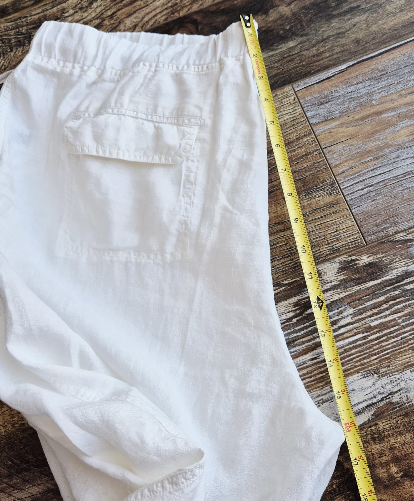 Caslon 100% Linen Jogger Pants High Rise Elastice Waist Pocket White Women's 16W - Thumbnail 10