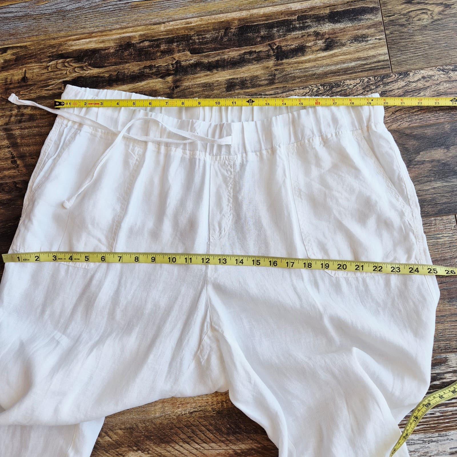 Caslon 100% Linen Jogger Pants High Rise Elastice Waist Pocket White Women's 16W - Thumbnail 8