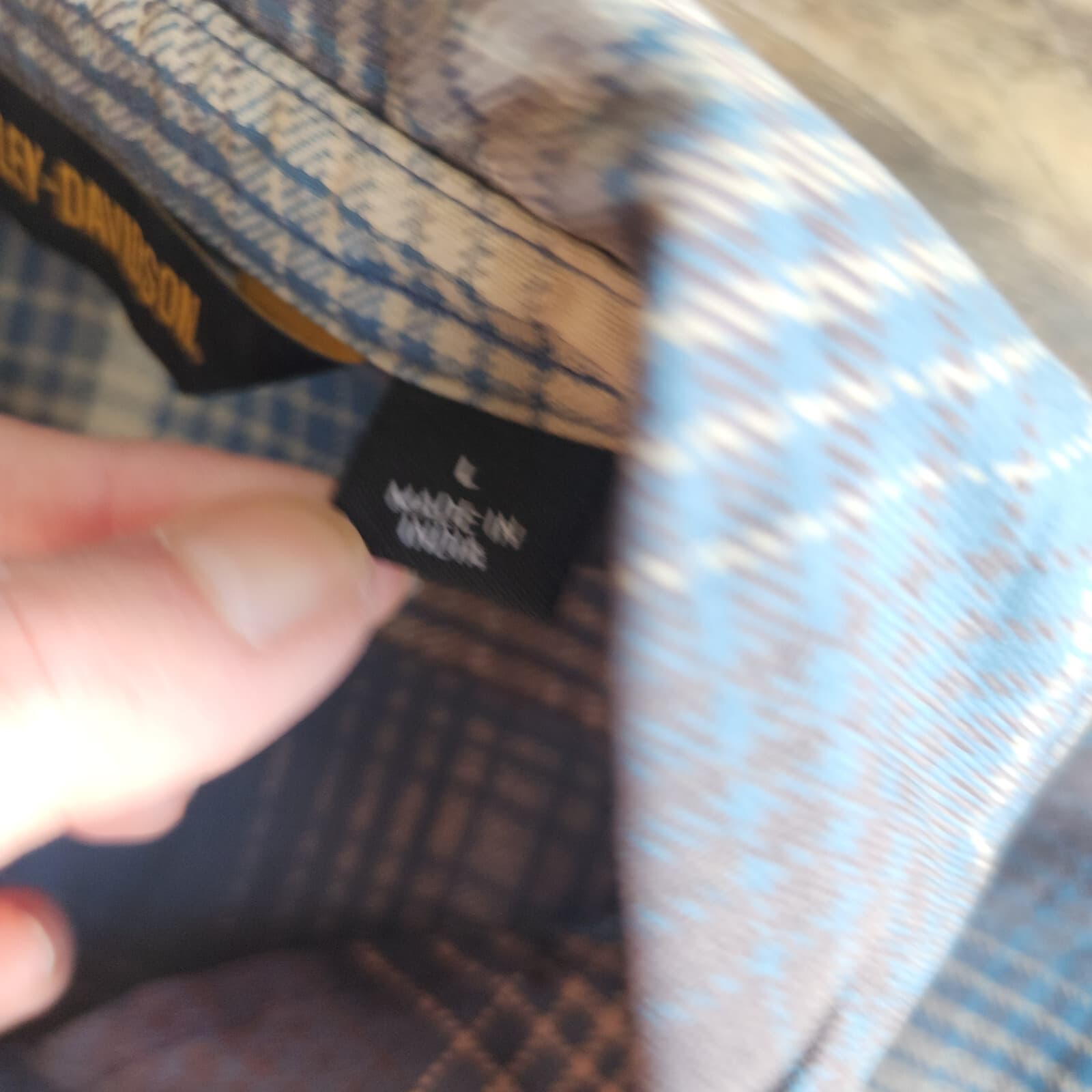 NWoT Harley-Davidson Logo Graphic Long Sleeve Button-Up Shirt Blue Plaid Women L - Thumbnail 9