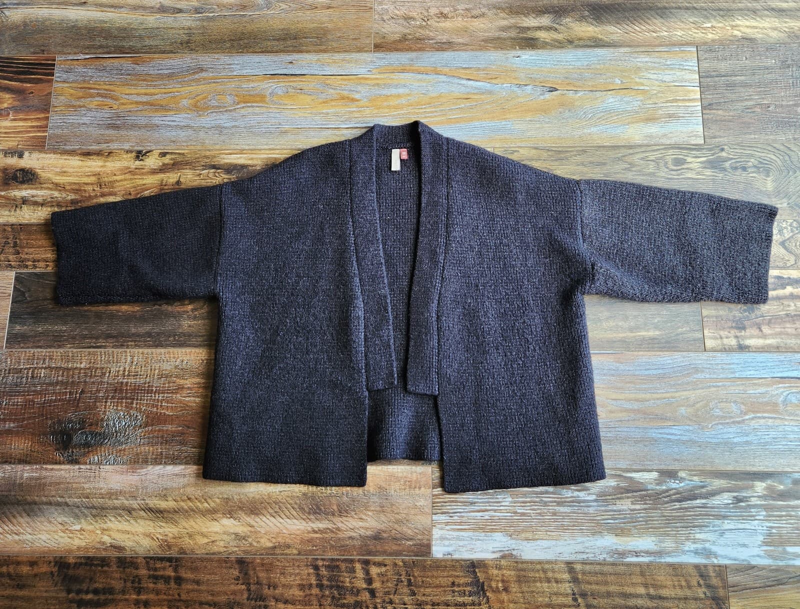 Pilcro Anthropologie Open Front Kimono Cardigan Sweater Charcoal Womens One Size - Thumbnail 3