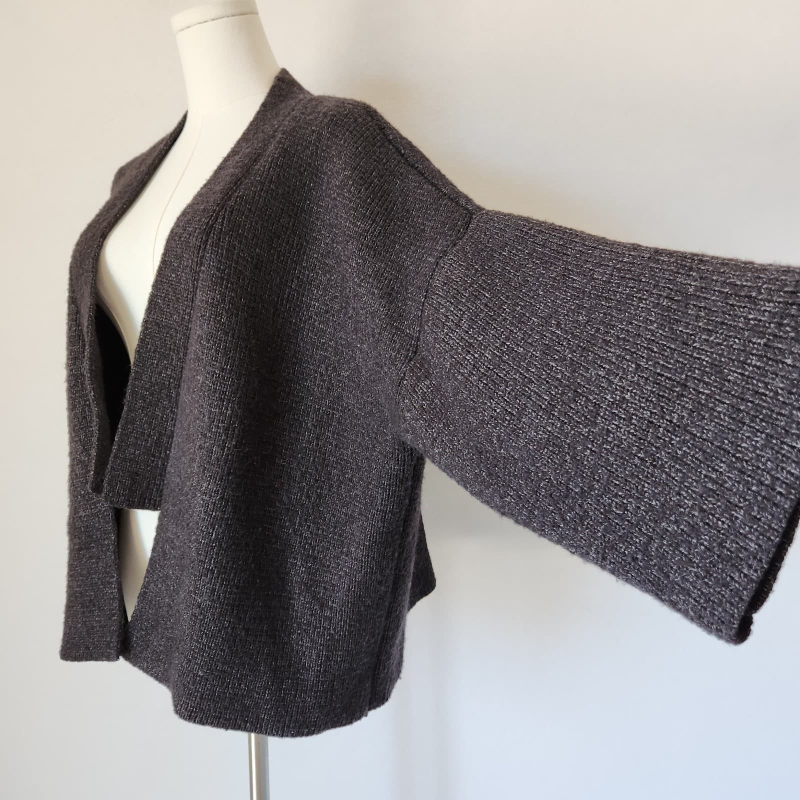 Pilcro Anthropologie Open Front Kimono Cardigan Sweater Charcoal Womens One Size - Thumbnail 6