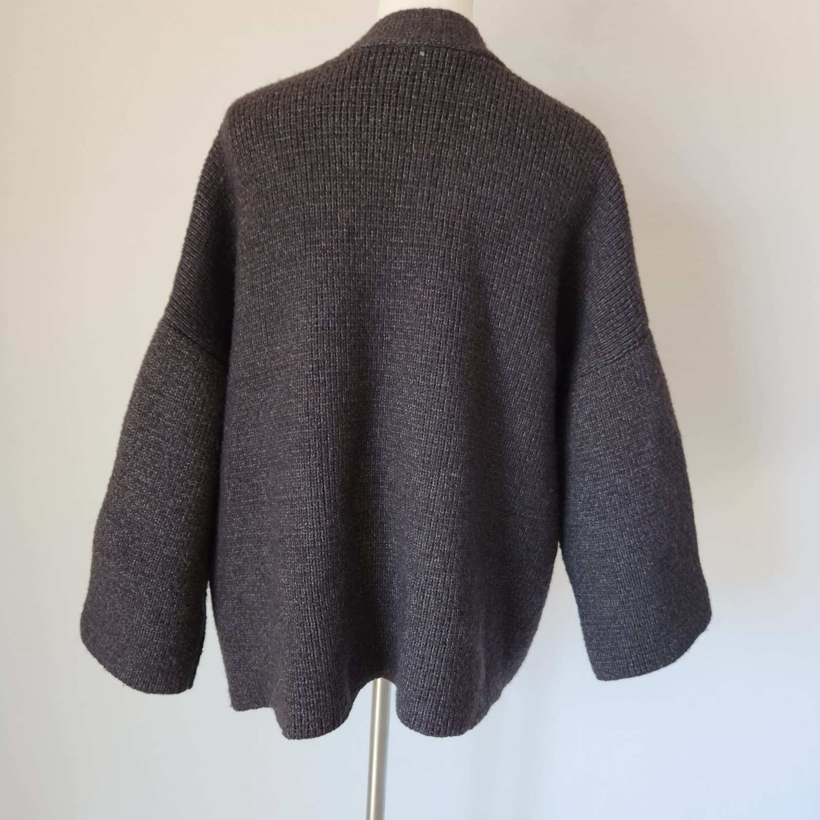 Pilcro Anthropologie Open Front Kimono Cardigan Sweater Charcoal Womens One Size - Thumbnail 8