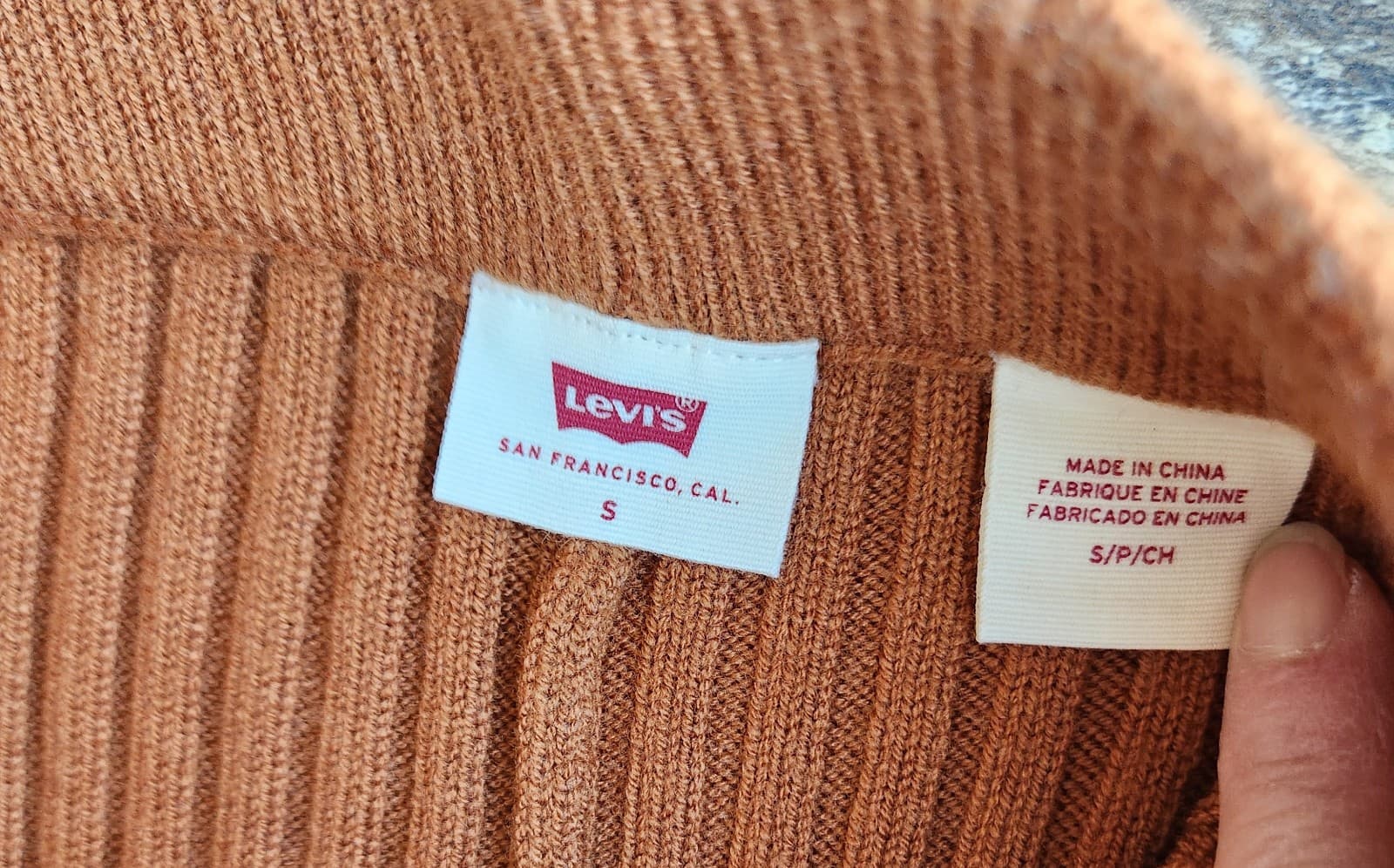 NEW Levi's Not For Resale Wool Blend Ribbed Knit High Waist Legging Slit Brown S - Thumbnail 6