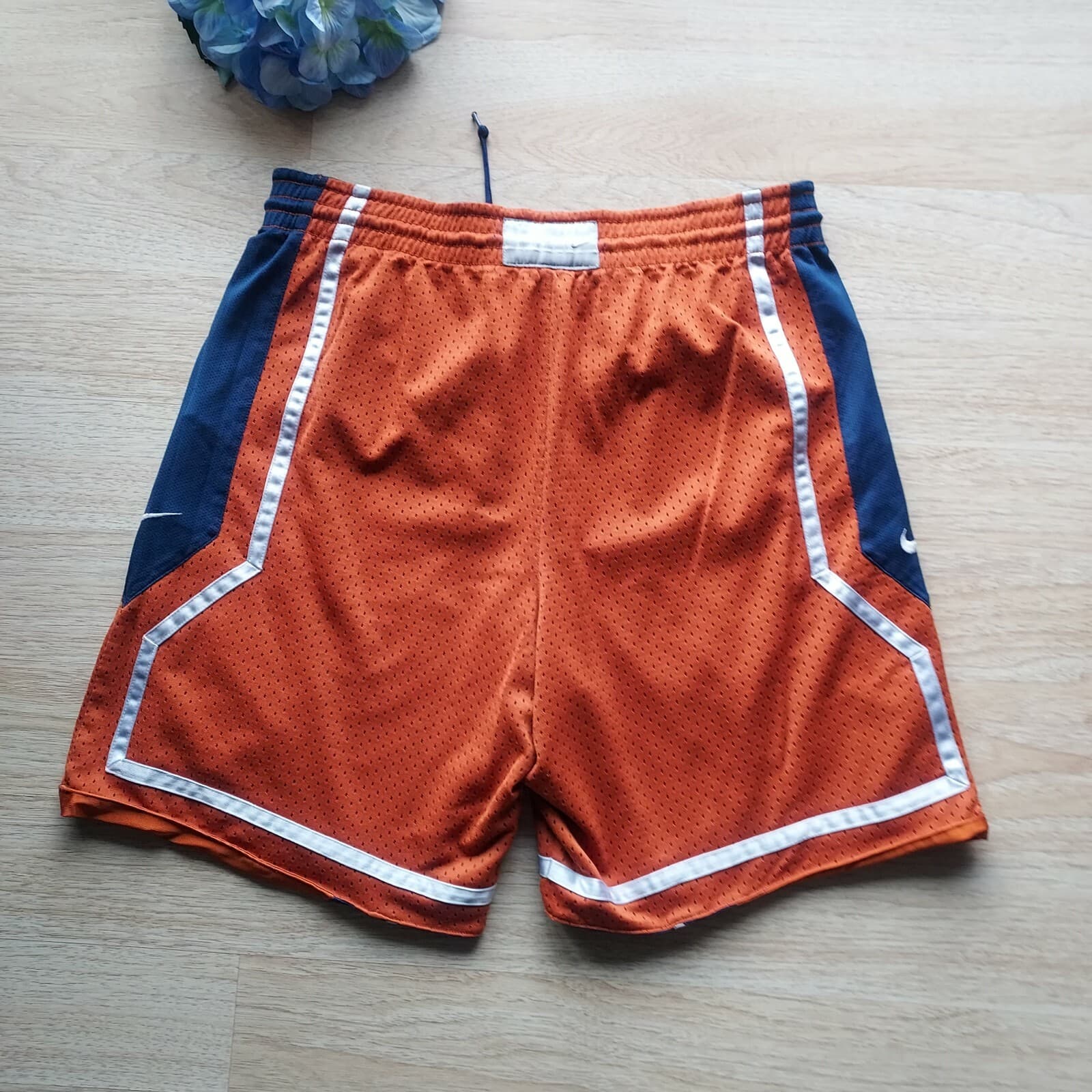 Nike Basketball Reversible Mesh Shorts Elastic Waist Orange-Blue Men Waist 34(L) - Thumbnail 3
