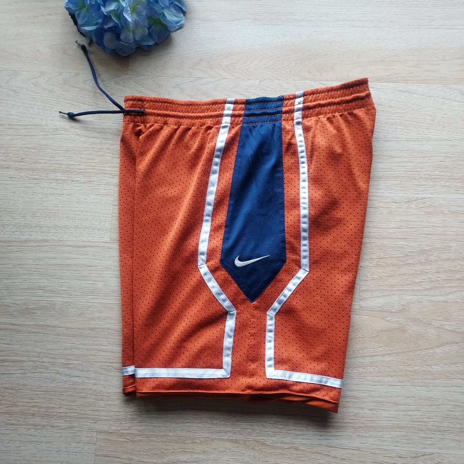Nike Basketball Reversible Mesh Shorts Elastic Waist Orange-Blue Men Waist 34(L) - Thumbnail 4