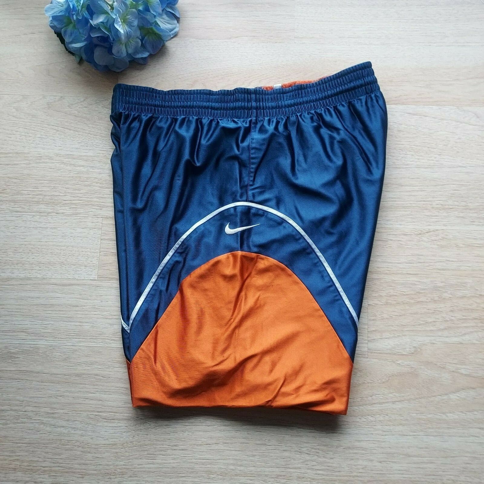 Nike Basketball Reversible Mesh Shorts Elastic Waist Orange-Blue Men Waist 34(L) - Thumbnail 5