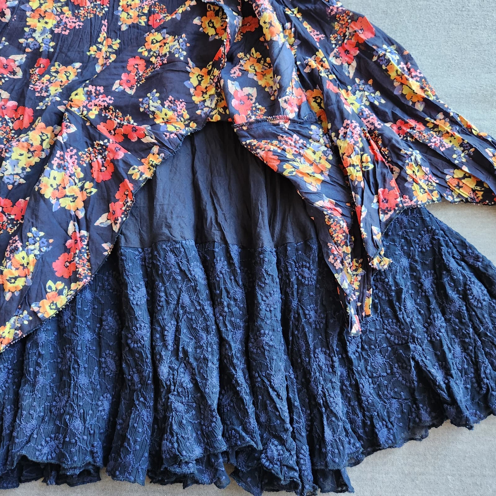 NWoT ANU by Natural Floral Lace Layer Midi Skirt Elastic-Waist Multicolor Sz.S - Thumbnail 4
