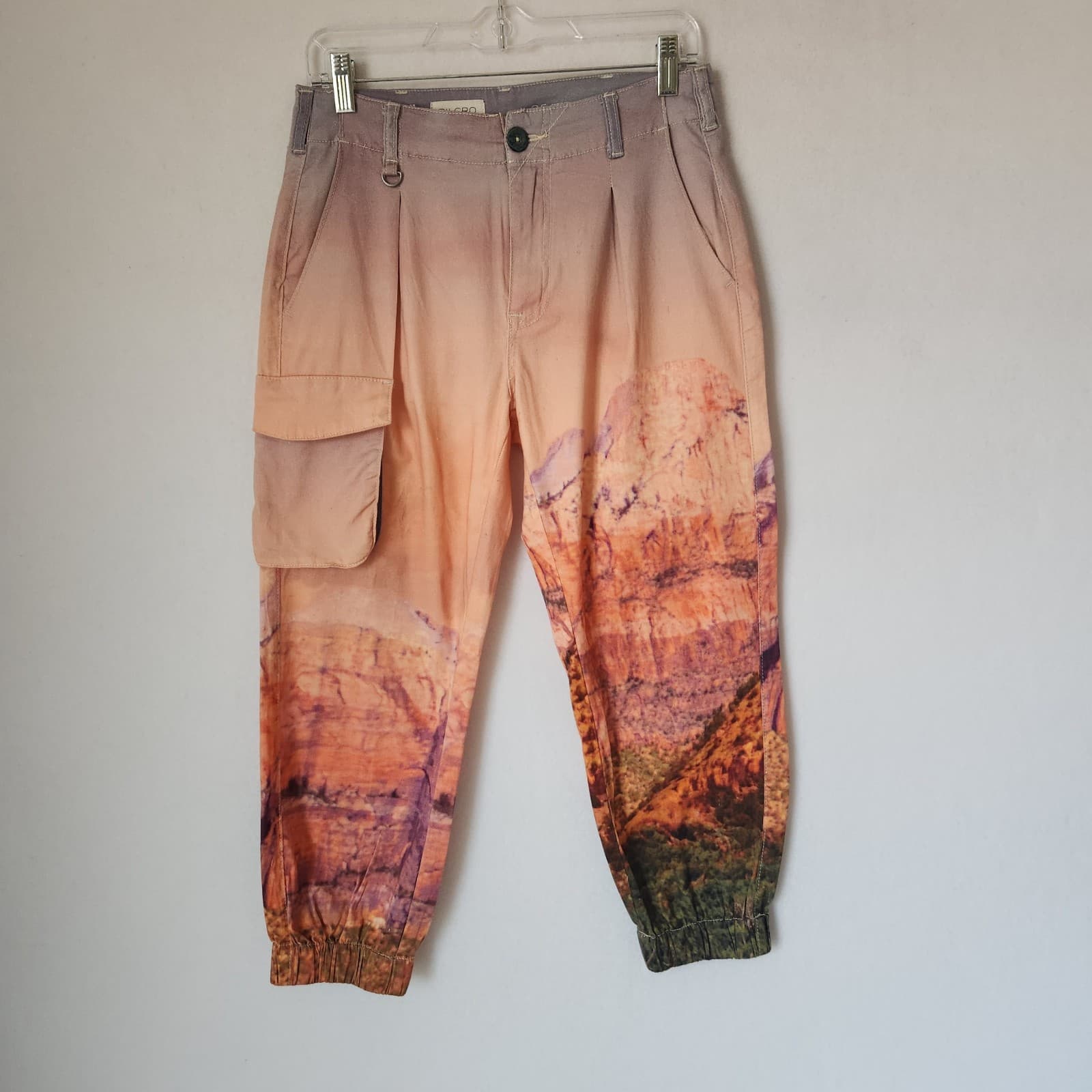 Pilcro Relaxed Low-Rise Cargo Chino Jogger Pants Stretch Graphic Orange Sz.25 - Thumbnail 3