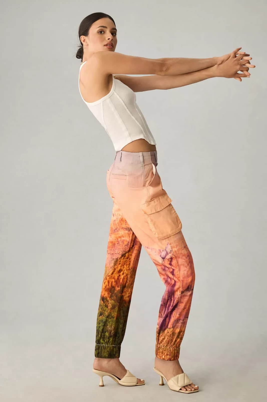 Pilcro Relaxed Low-Rise Cargo Chino Jogger Pants Stretch Graphic Orange Sz.25 - Thumbnail 4