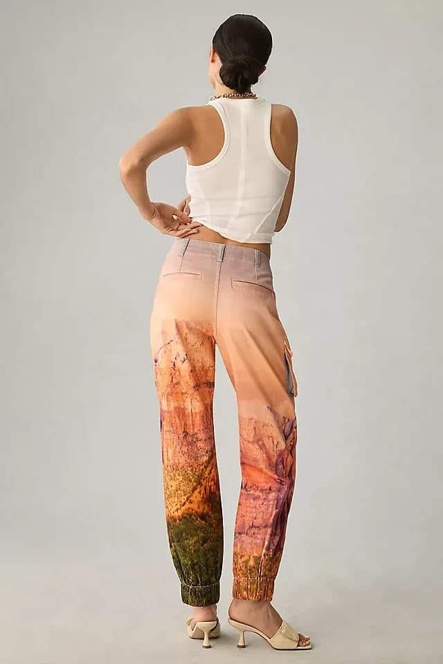 Pilcro Relaxed Low-Rise Cargo Chino Jogger Pants Stretch Graphic Orange Sz.25 - Thumbnail 8
