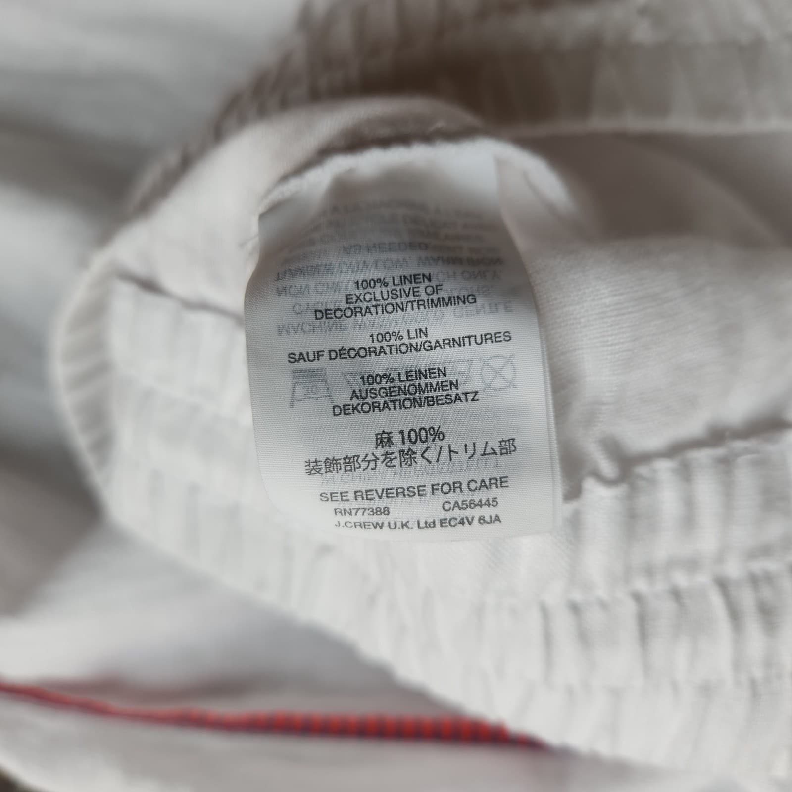 J.Crew 100%Linen Side-Stripe Cropped Pants Elastic Waist Pocket White Sz.M E8821 - Thumbnail 7