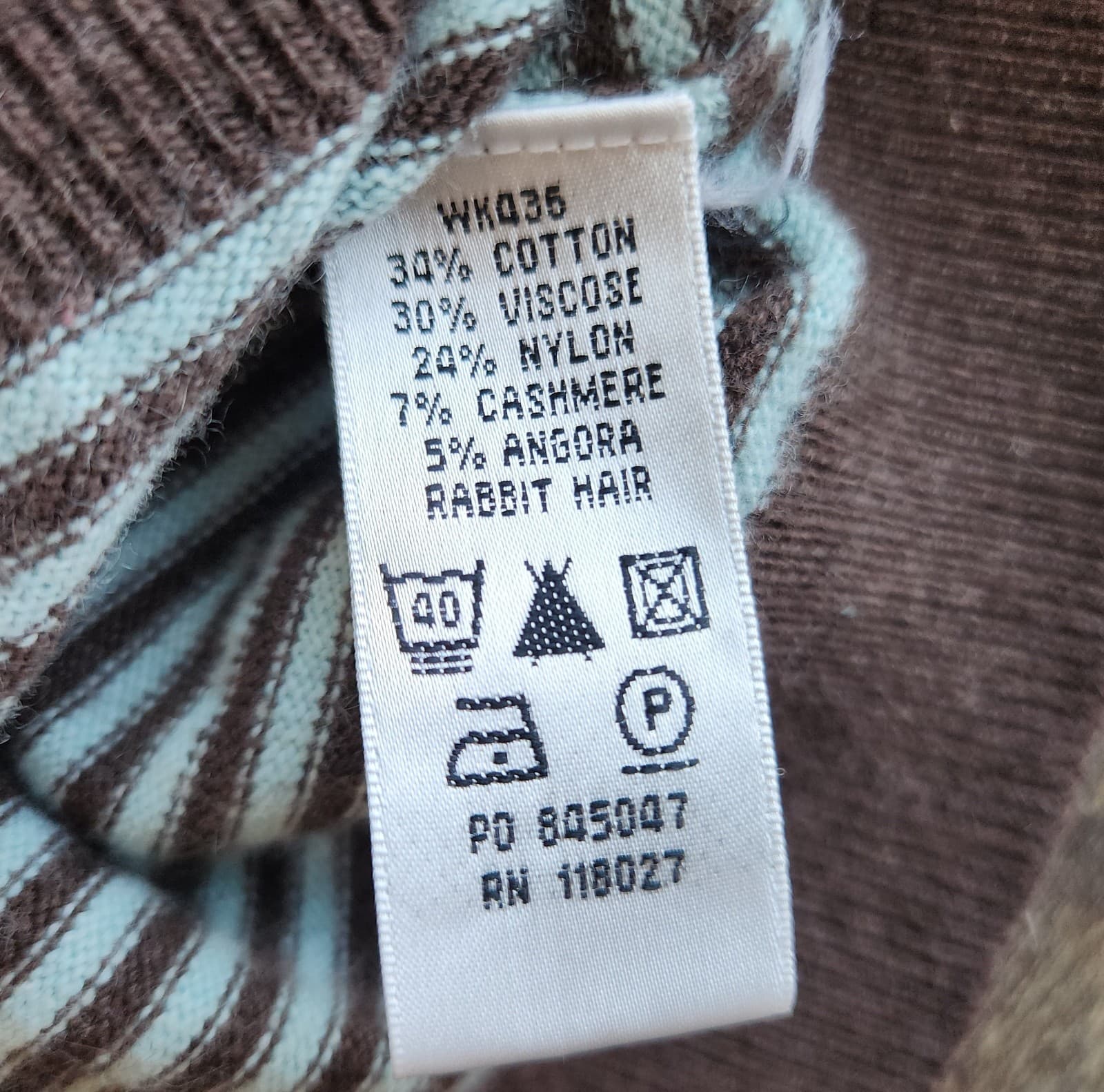 Boden Striped Sweater Shoulder Button Cotton Cashmere Blend Brown Green Sz.14 - Thumbnail 8