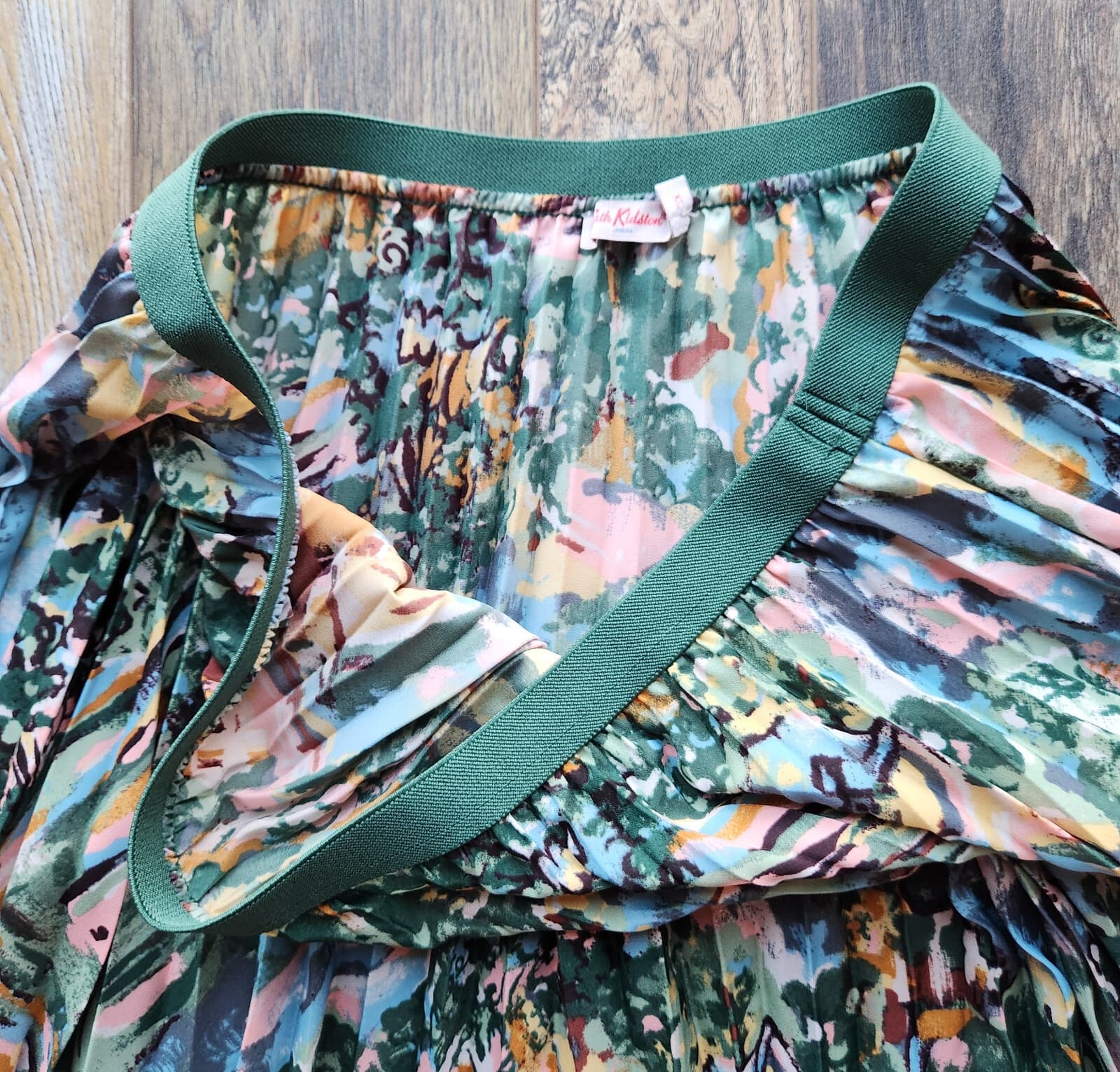 Cath Kidston London Pleated Midi Skirt Pull-On Elastic-Waist Multi Scenic Sz.XL - Thumbnail 7