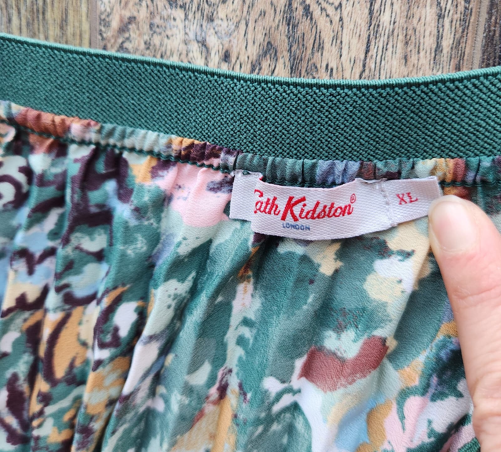 Cath Kidston London Pleated Midi Skirt Pull-On Elastic-Waist Multi Scenic Sz.XL - Thumbnail 8