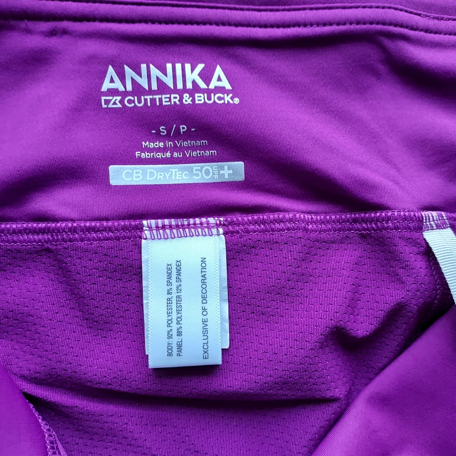 Annika Cutter&Buck Dry Tec UPF 50+ Activewear Skort Zip-Pocket Purple Pink Sz.S - Thumbnail 5