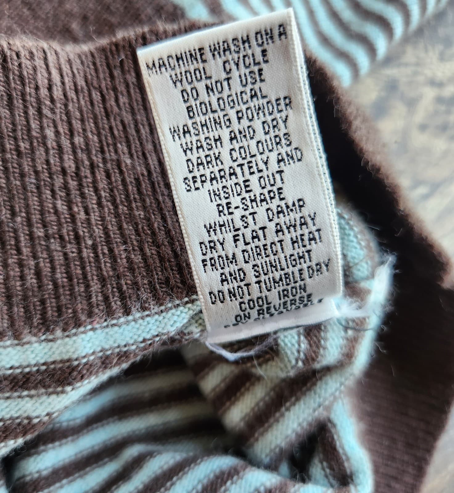 Boden Striped Sweater Shoulder Button Cotton Cashmere Blend Brown Green Sz.14 - Thumbnail 9
