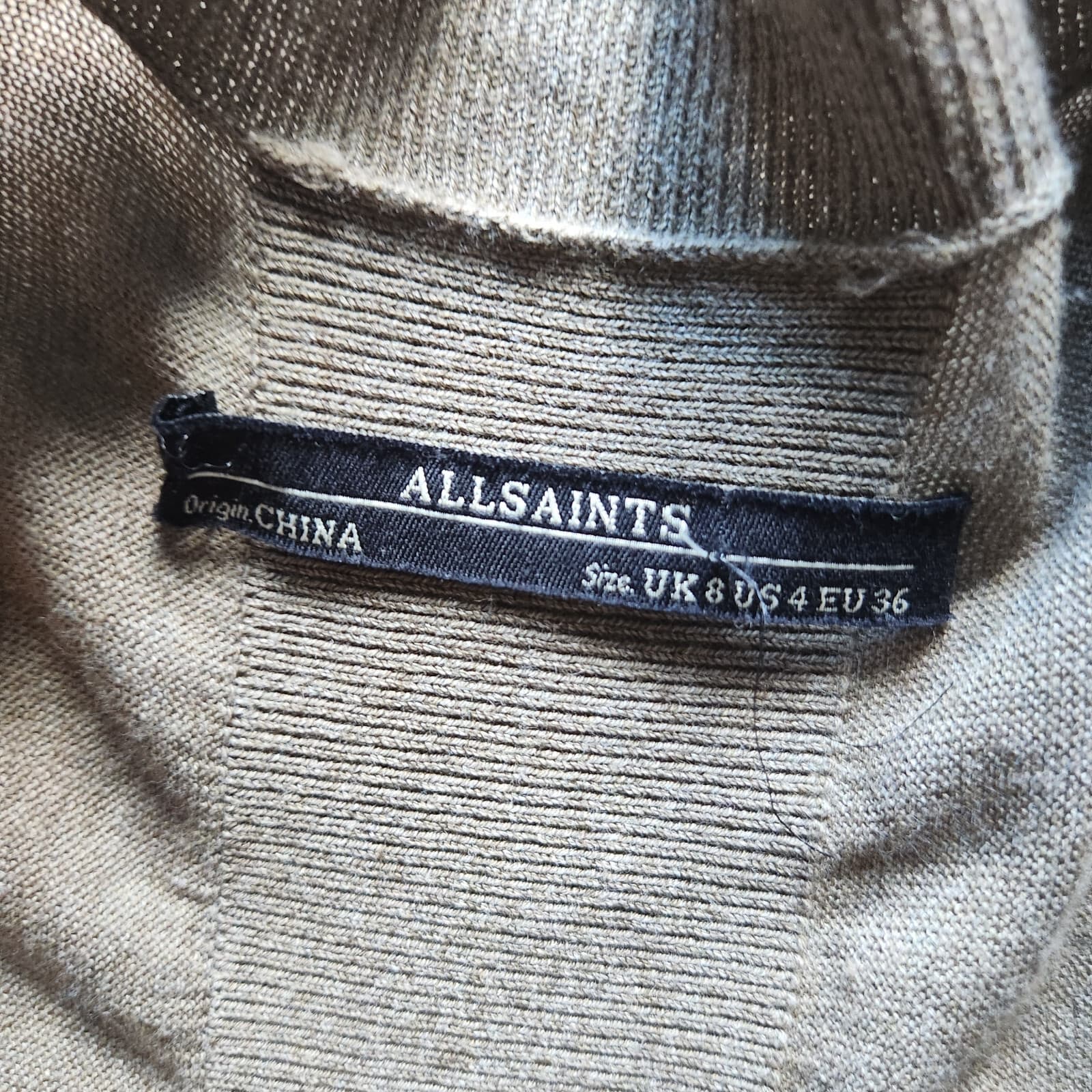 ALLSAINTS Draped Open Front Cardigan Long Sleeve Green Cotton Blend Women's 4 - Thumbnail 8