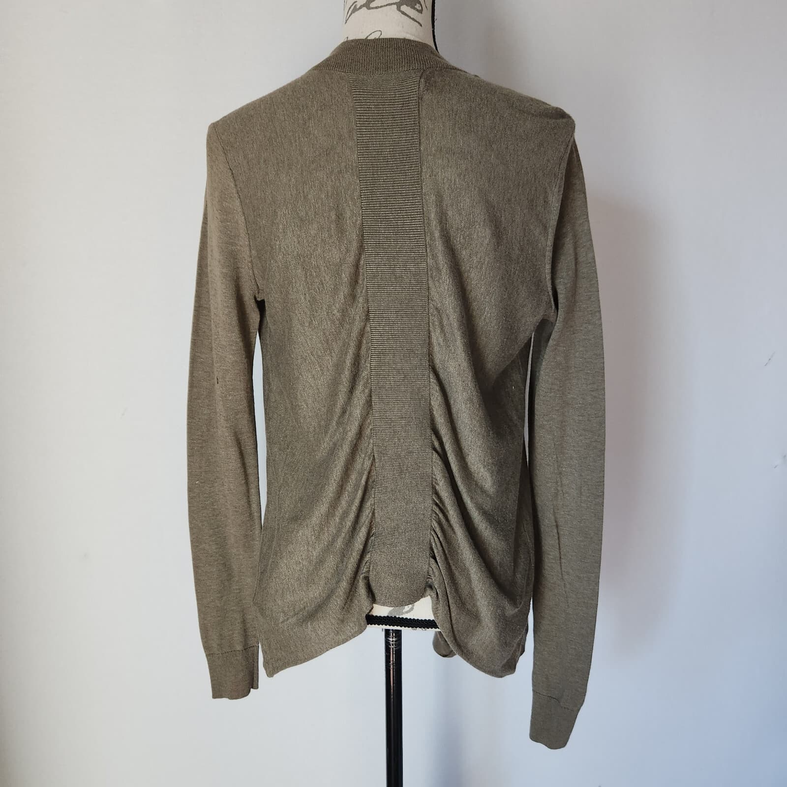ALLSAINTS Draped Open Front Cardigan Long Sleeve Green Cotton Blend Women's 4 - Thumbnail 4
